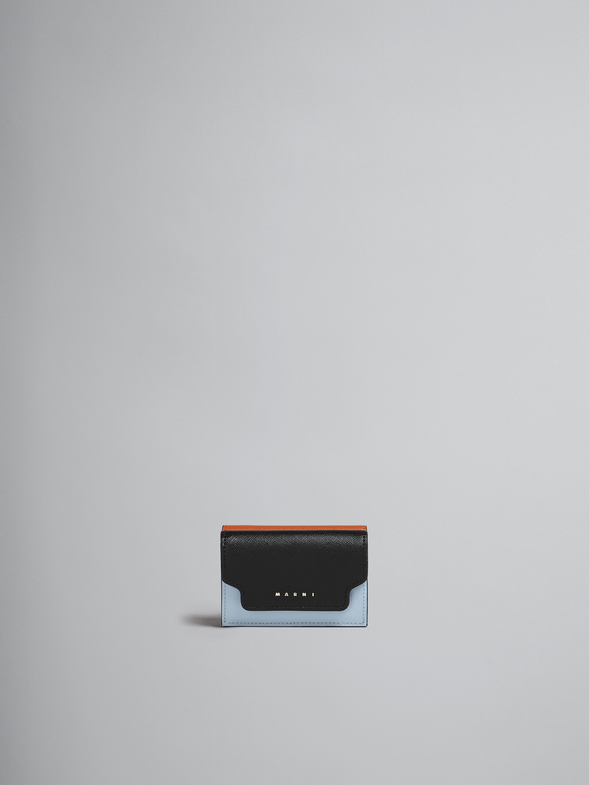 BLACK MULTICOLOUR SAFFIANO LEATHER TRI-FOLD WALLET - 1