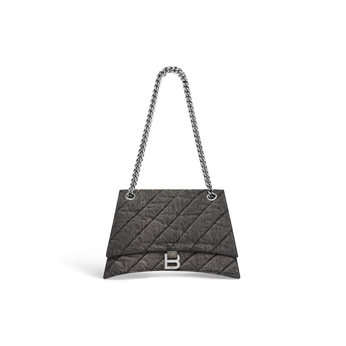 Women's Crush Medium Chain Bag Quilted Denim in Black - 1