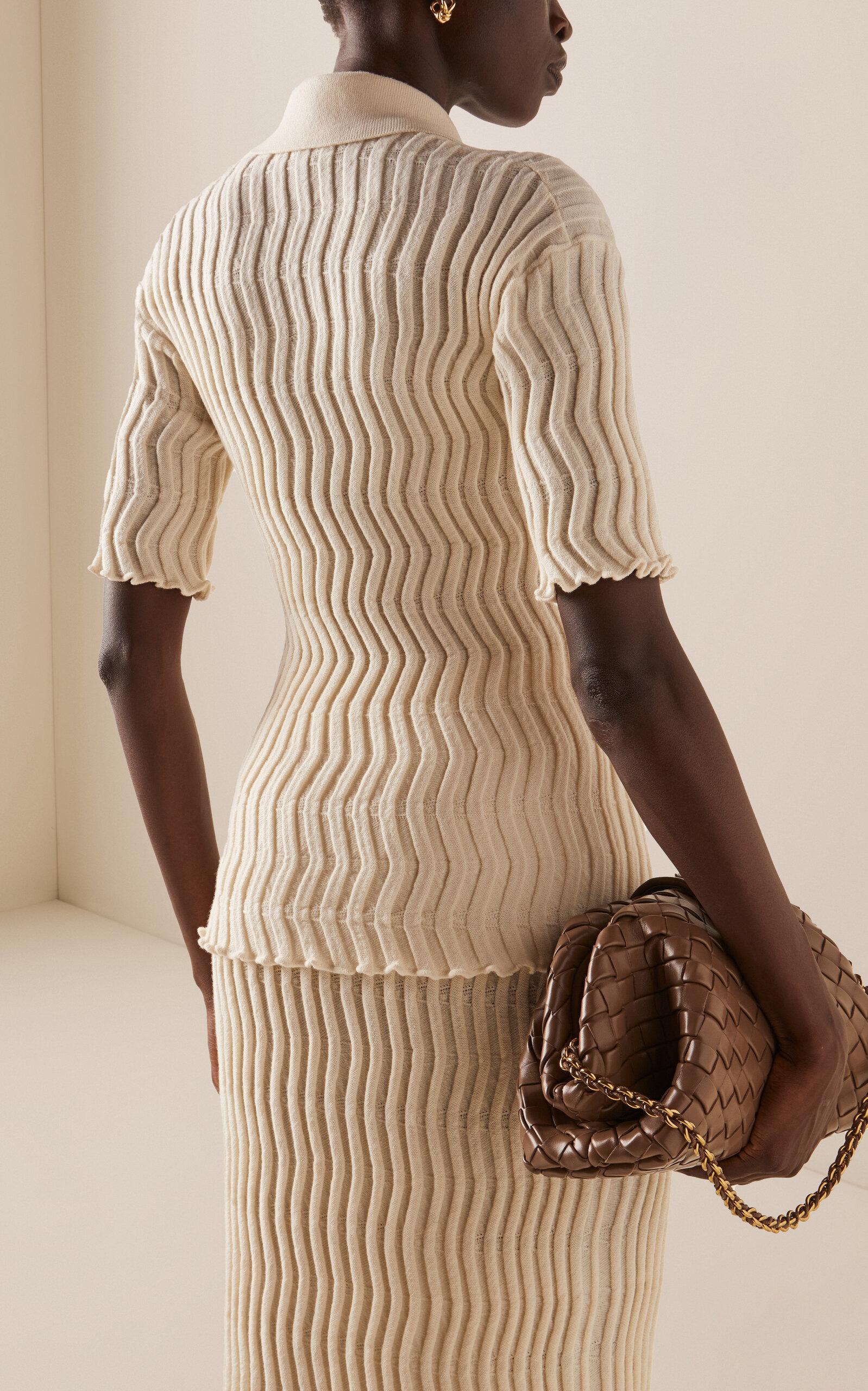 Ribbed-Knit Wool Polo Top multi - 4