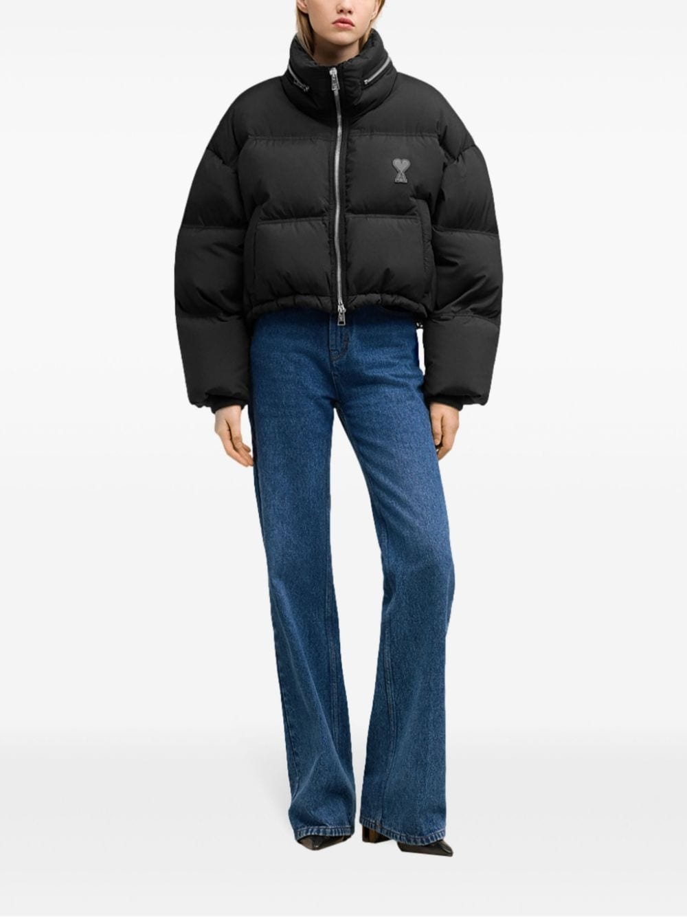 logo-print puff jacket - 2