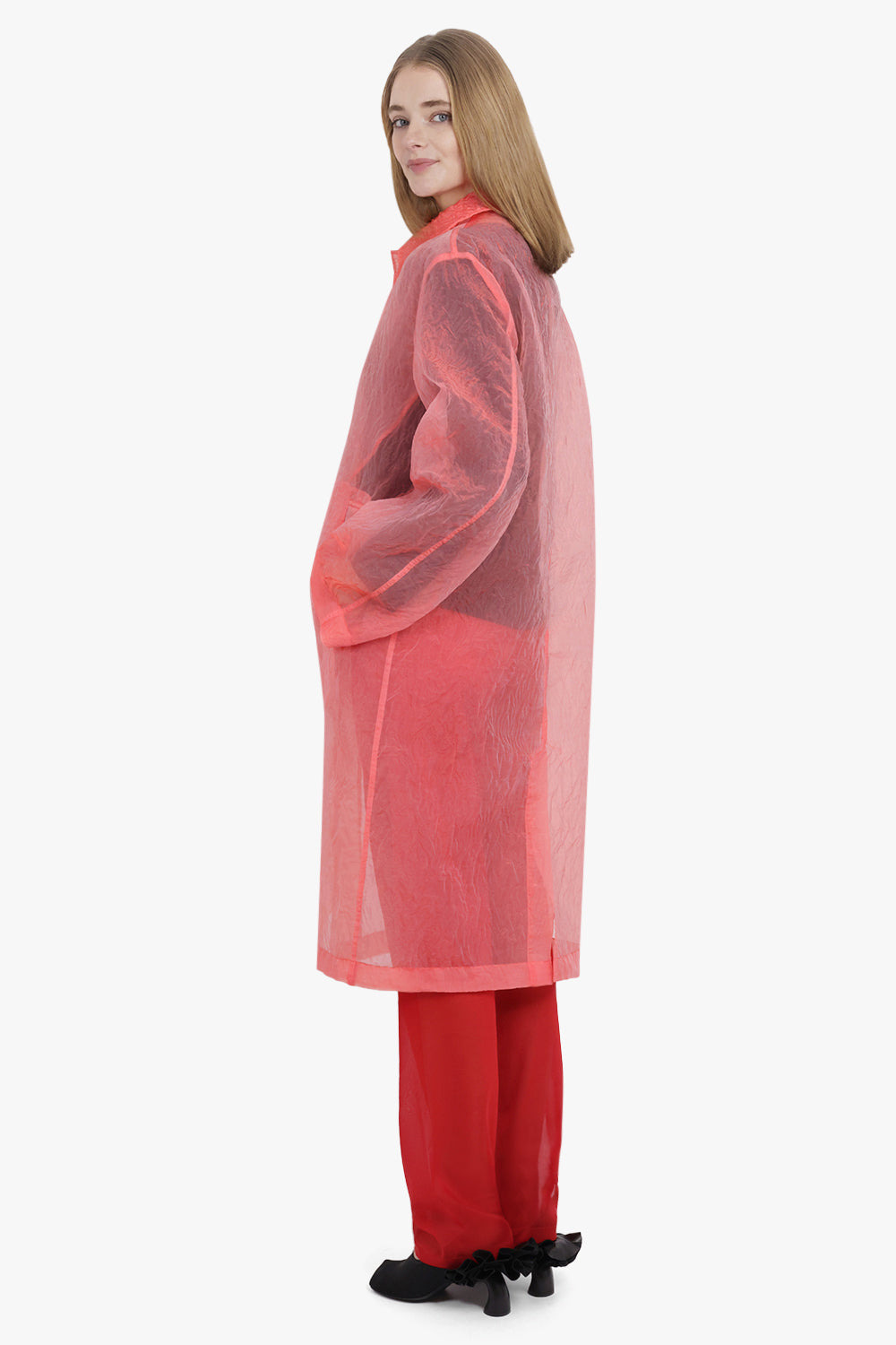 RANKLES SHEER LONG COAT | LIGHT RED - 5