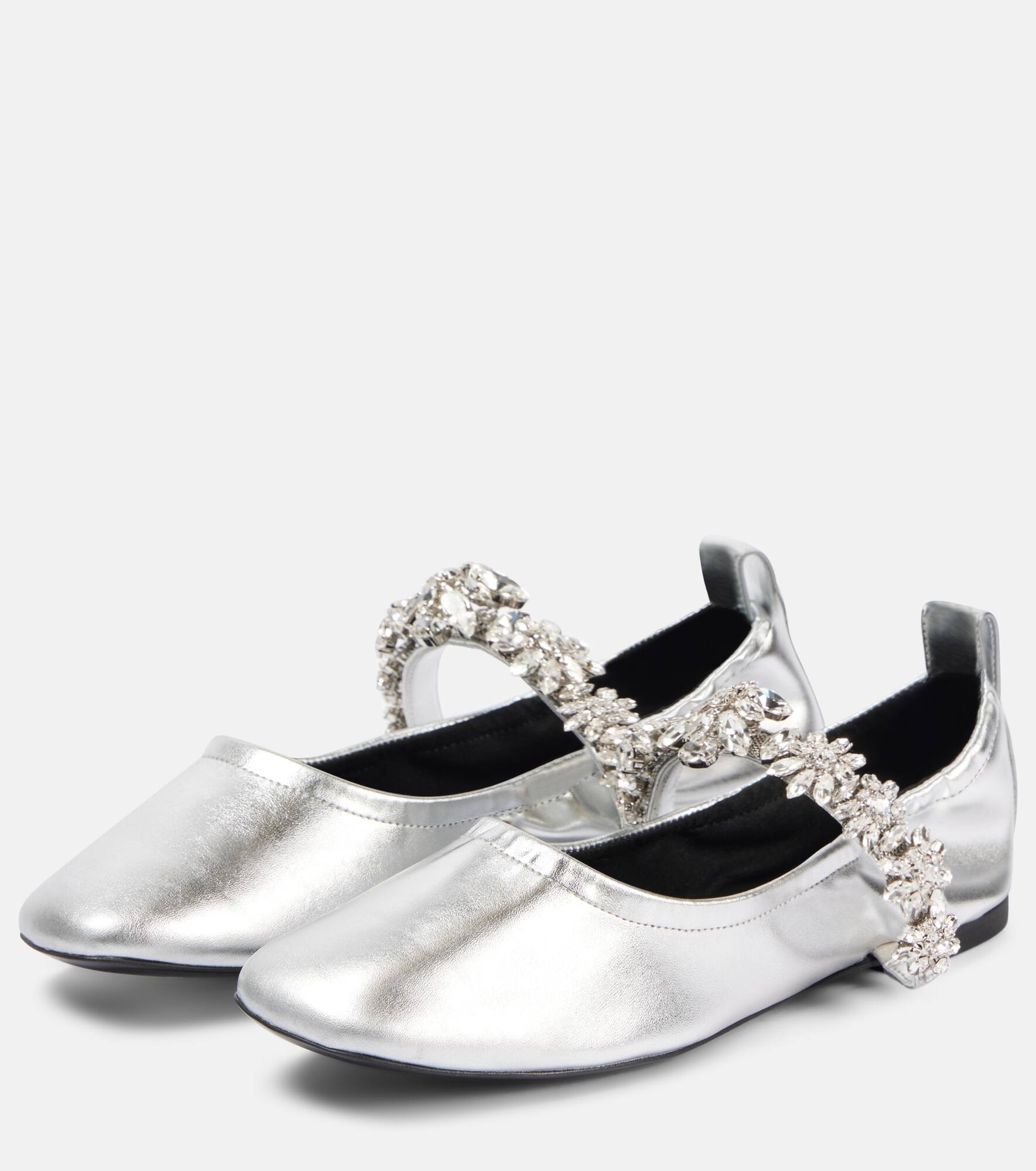Elsa metallic faux leather ballet flats - 4