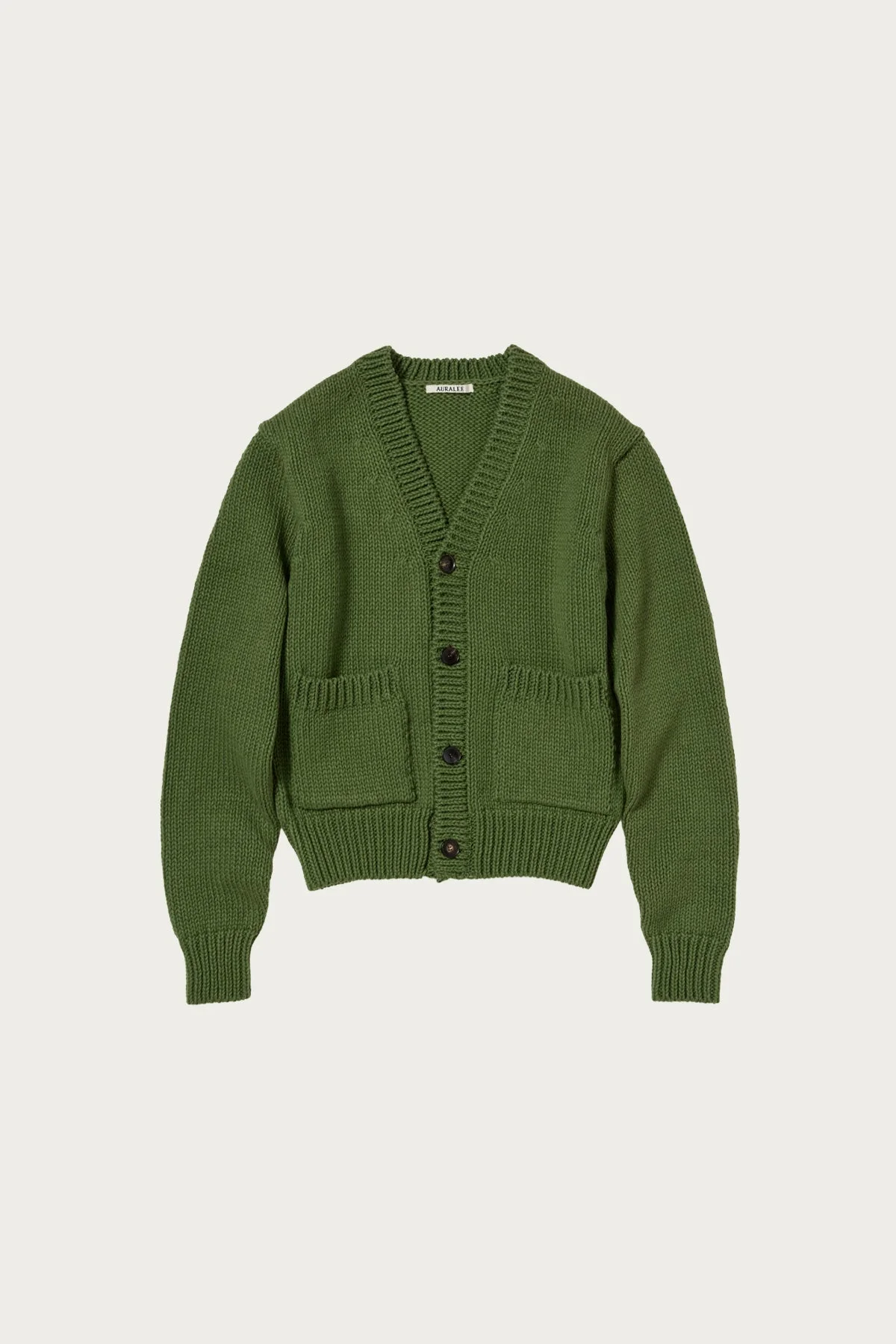 Wool Cashmere Felted Knit Cardigan - Olive - 1