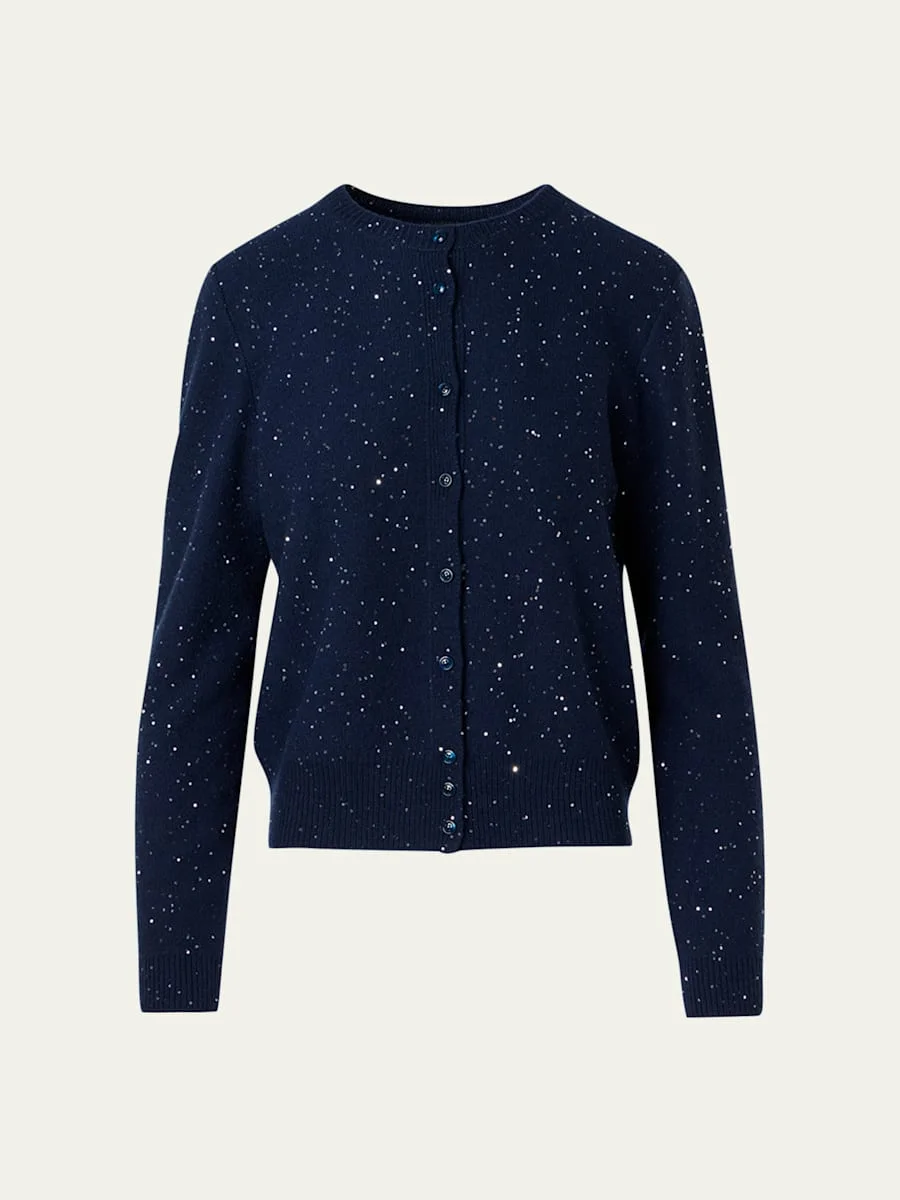 Sequined Wool-Cashmere Knit Cardigan - 1