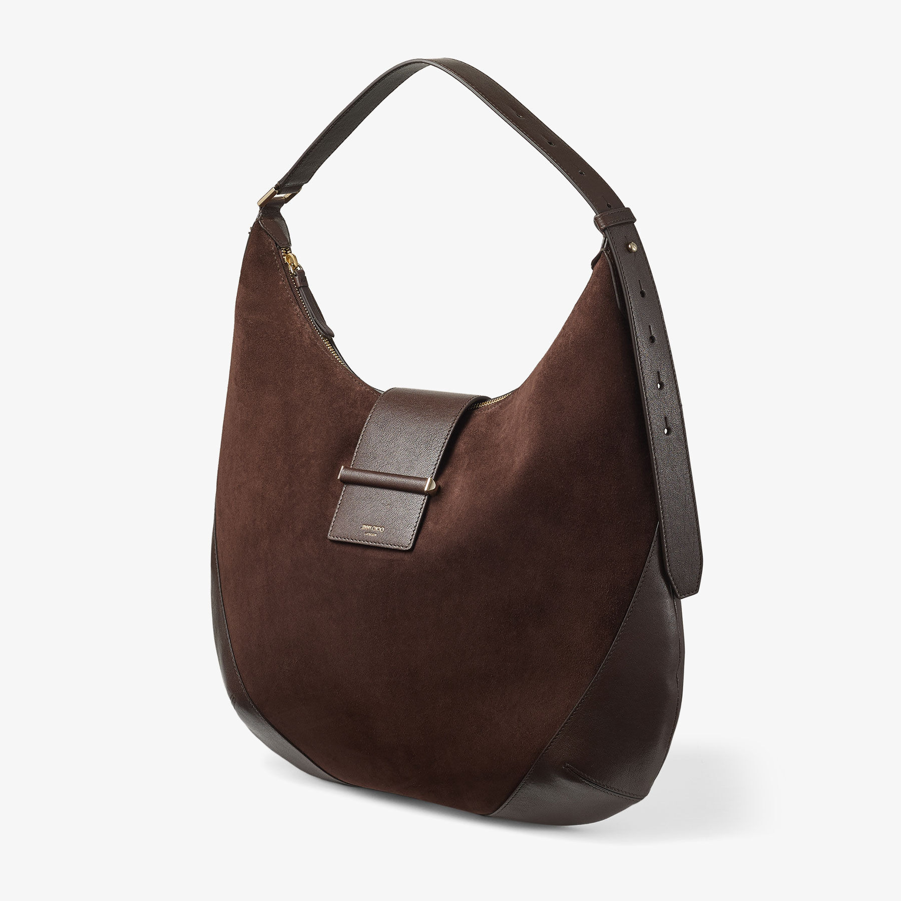 Bar Hobo M
Chocolate Suede Shoulder Bag with Leather Trims - 2