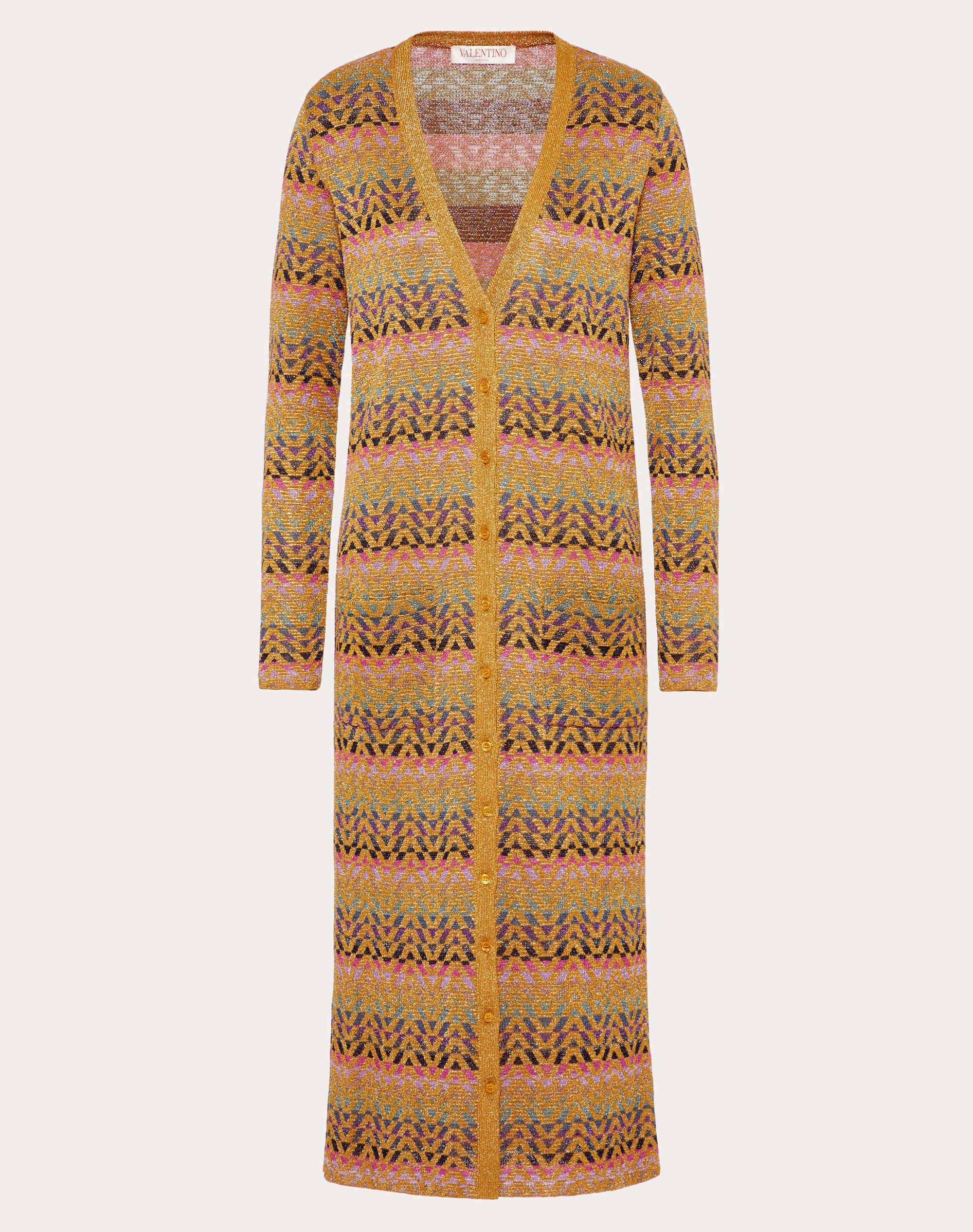 OPTICAL VALENTINO LUREX JACQUARD CARDIGAN - 1