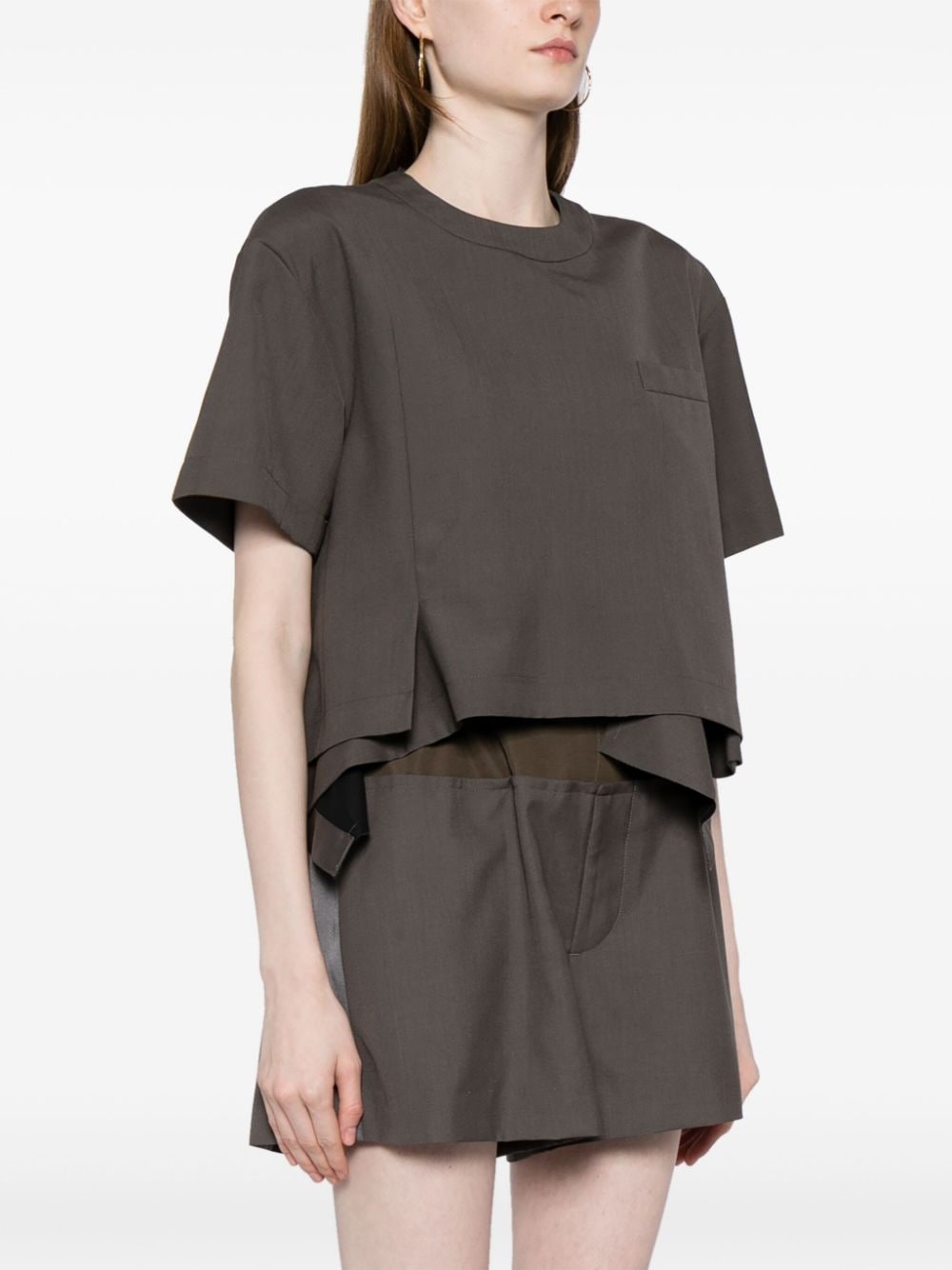 draped short-sleeve blouse - 3