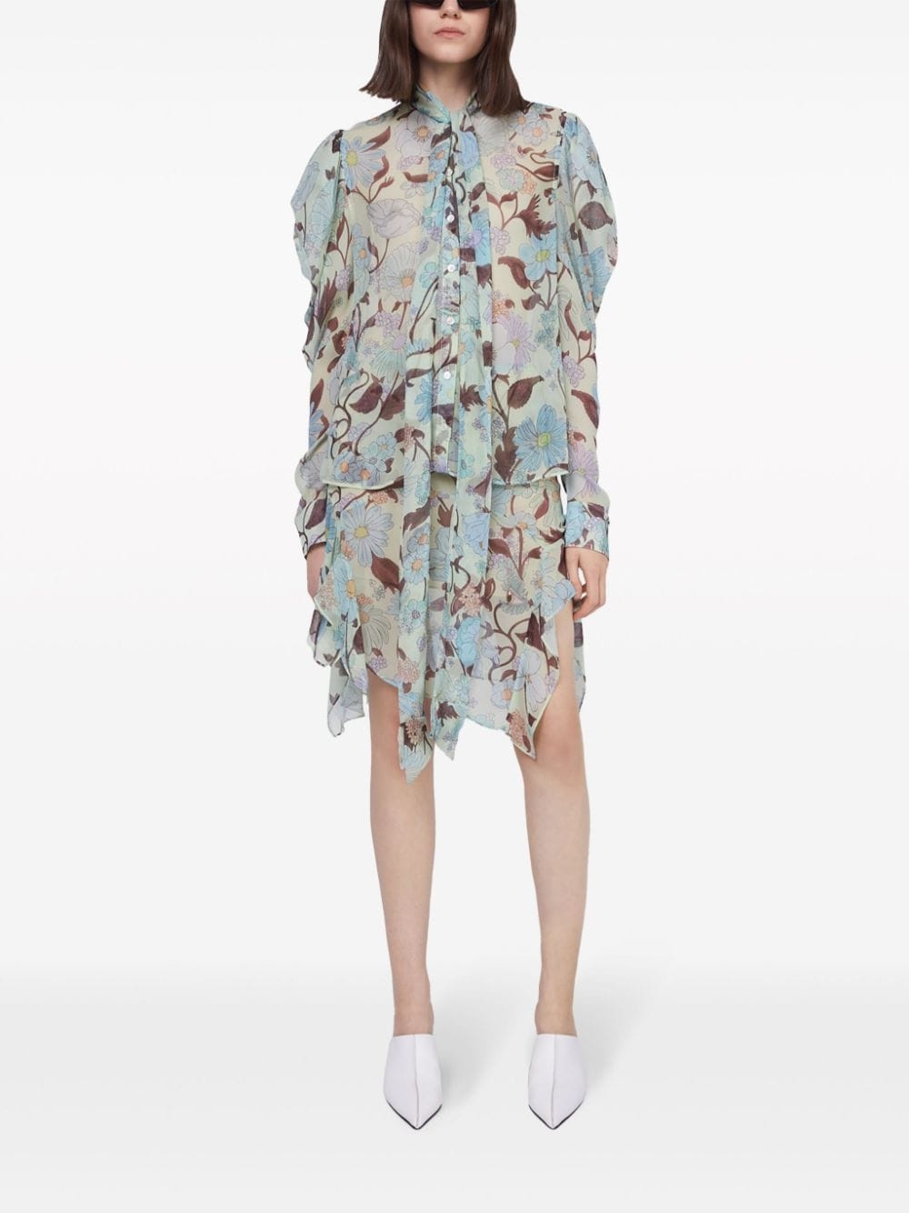 Lady Garden-print silk chiffon skirt - 2