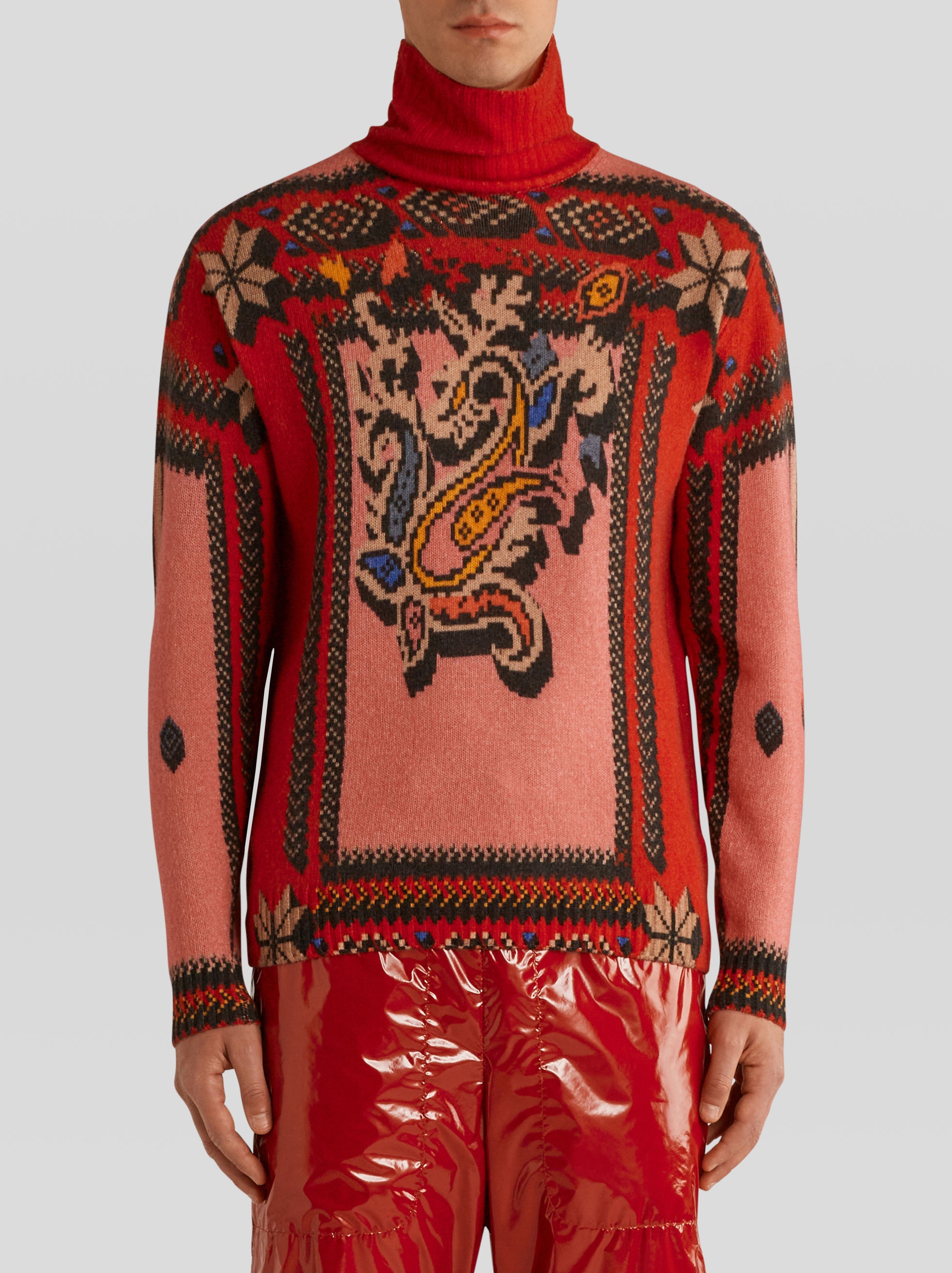 VIRGIN WOOL POLO NECK PRINTED JUMPER - 2