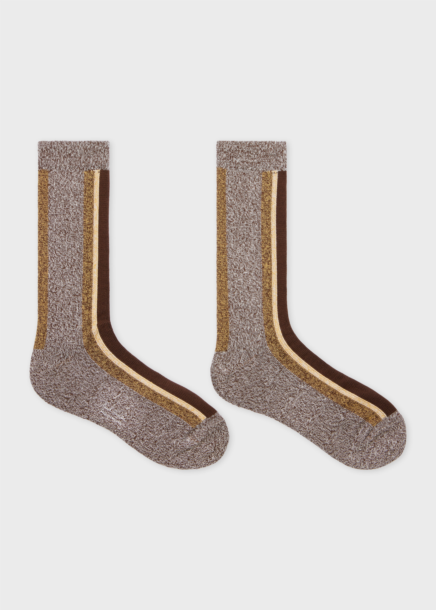 Brown Cotton-Blend Vertical Stripe Socks - 2