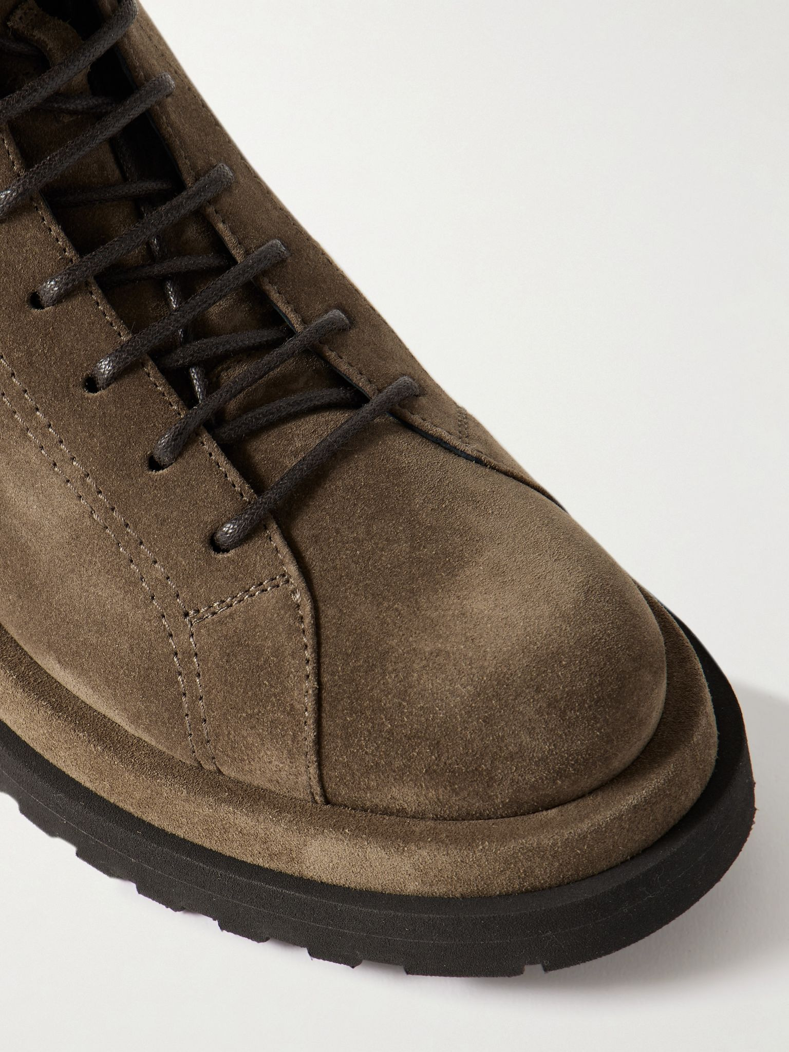 Bead-embellished suede boots Chocolate - 4
