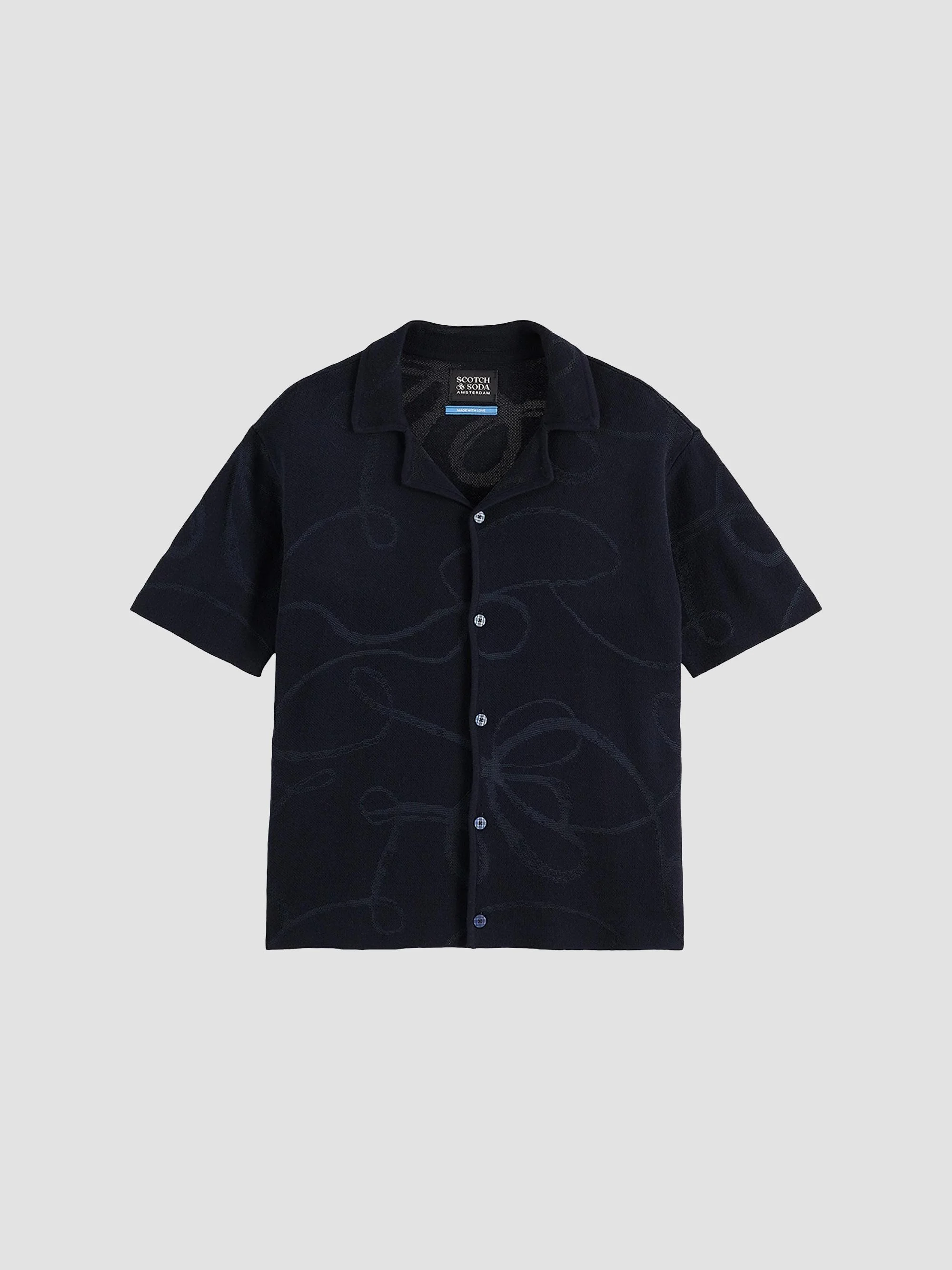 Men's Jacquard Knit Camp Shirt - Sky - 1