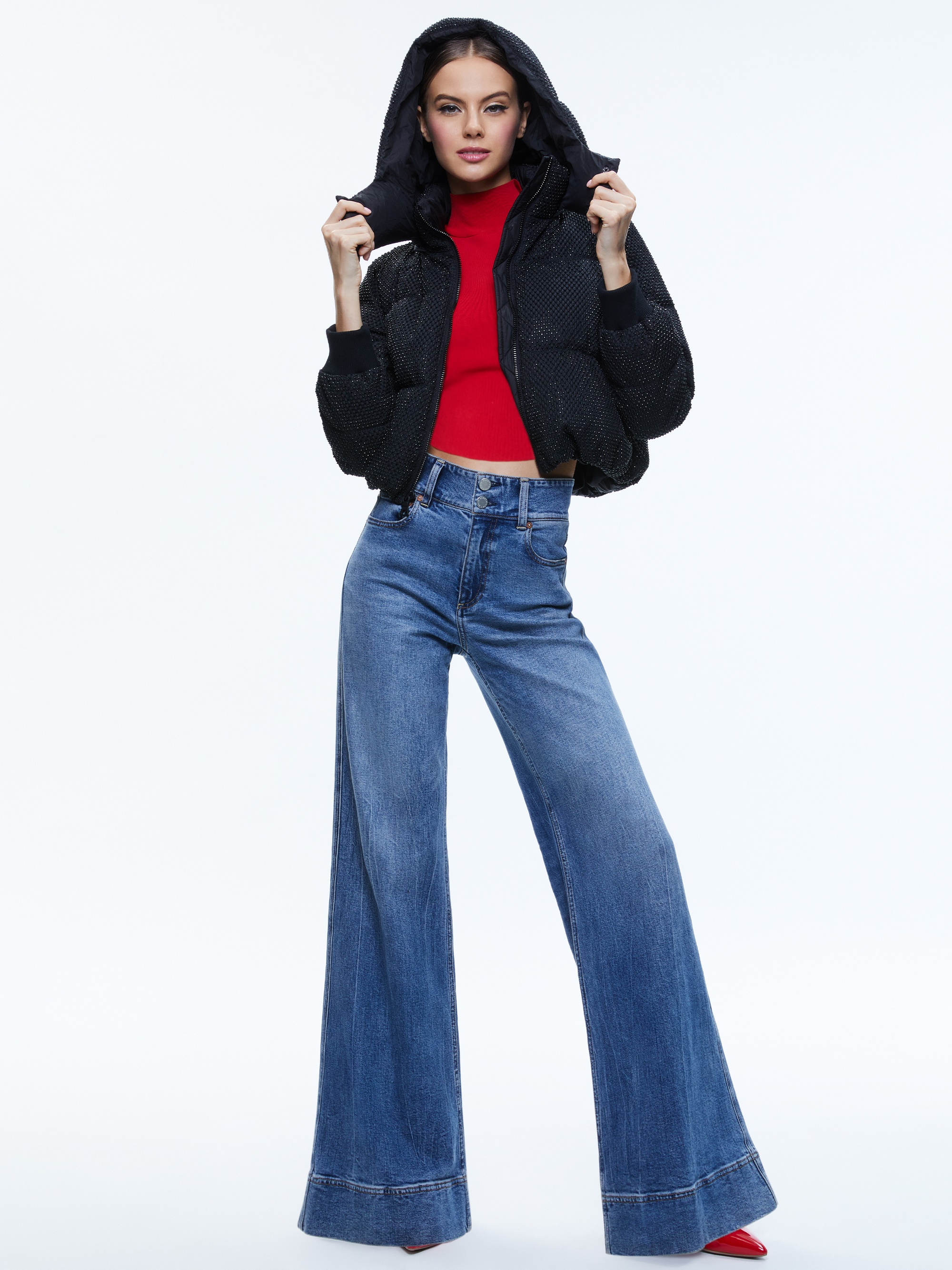 ROBENA CRYSTAL EMBELLISHED CROPPED PUFFER - 5