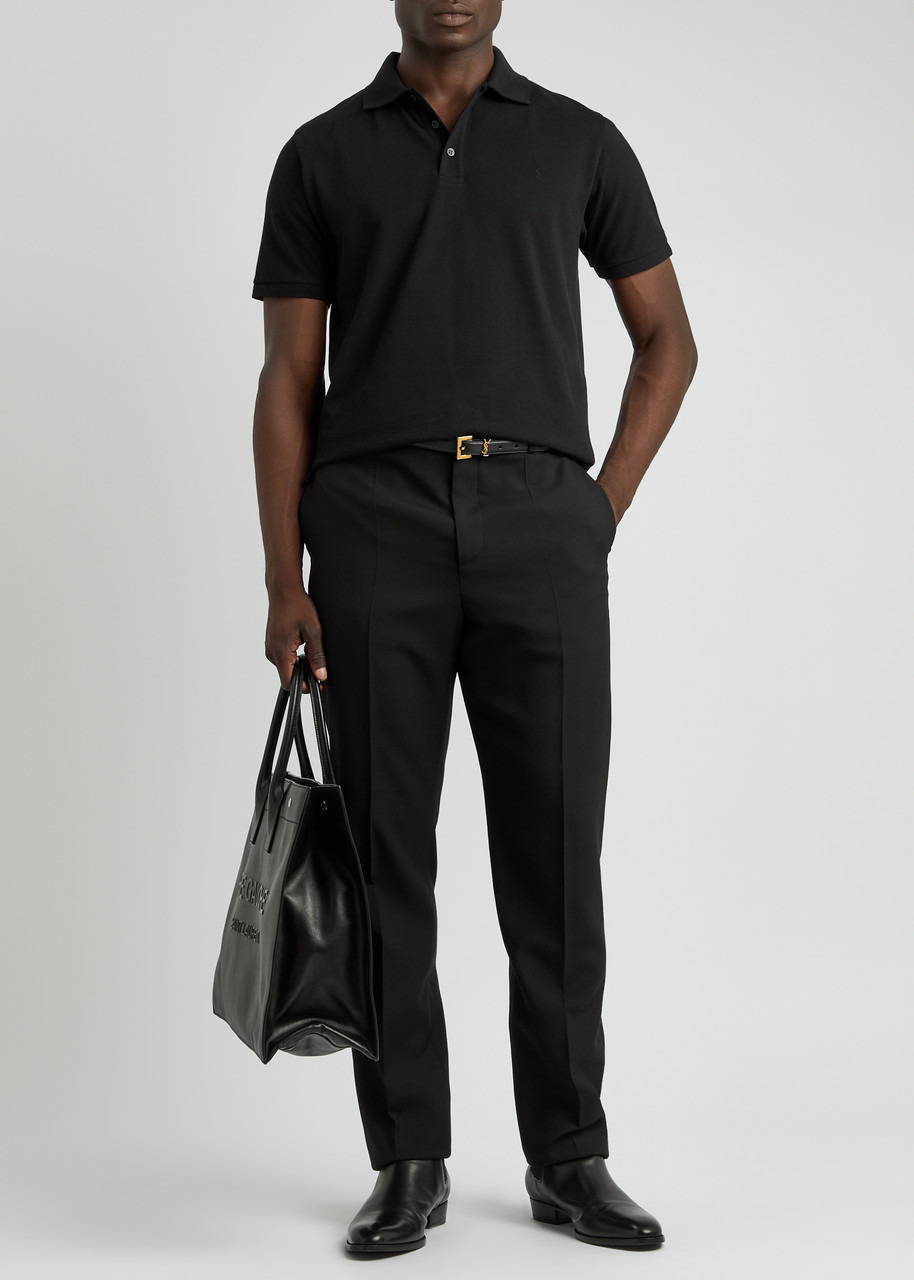 Saint Laurent Logo-embroidered Piqué Cotton Polo Shirt - 4