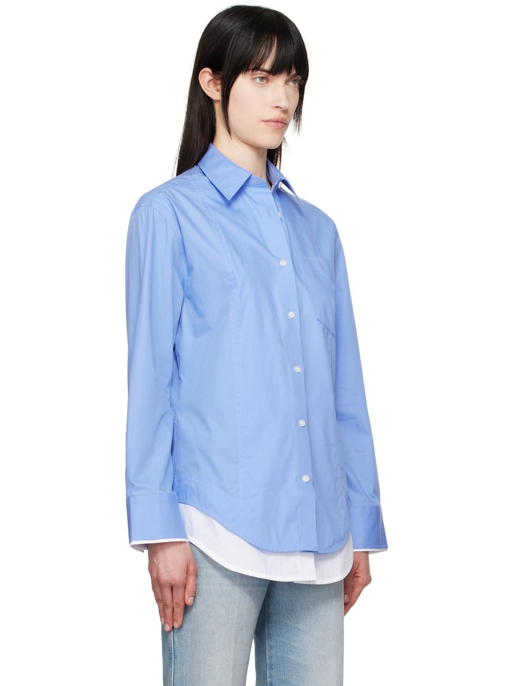 Blue & White Relaxed Double-Layer Shirt - 2