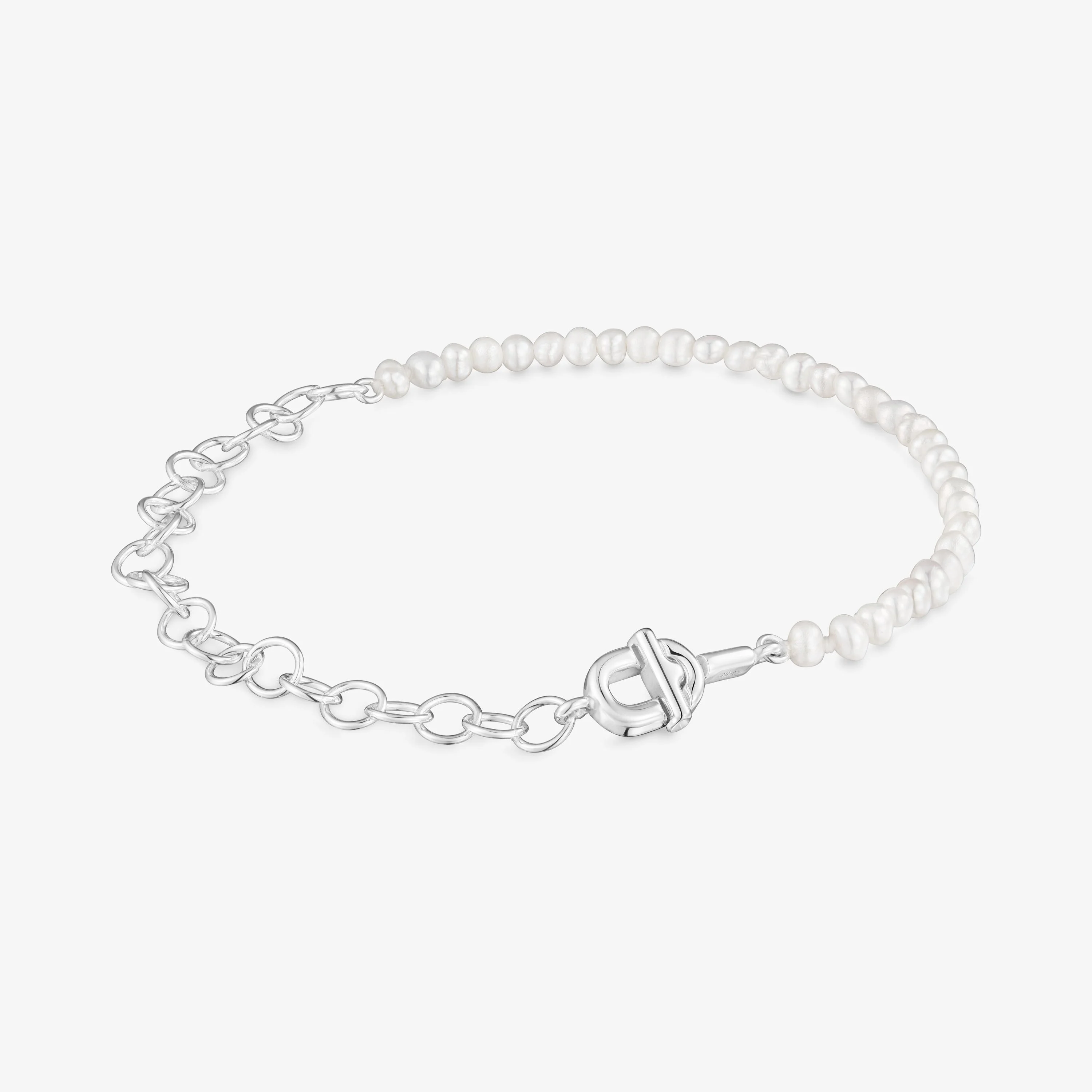 Silver Bracelet with double curb chain and cultured pearls TOUS MANIFESTO - 1