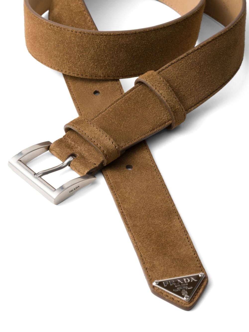 enamel-logo suede belt - 2