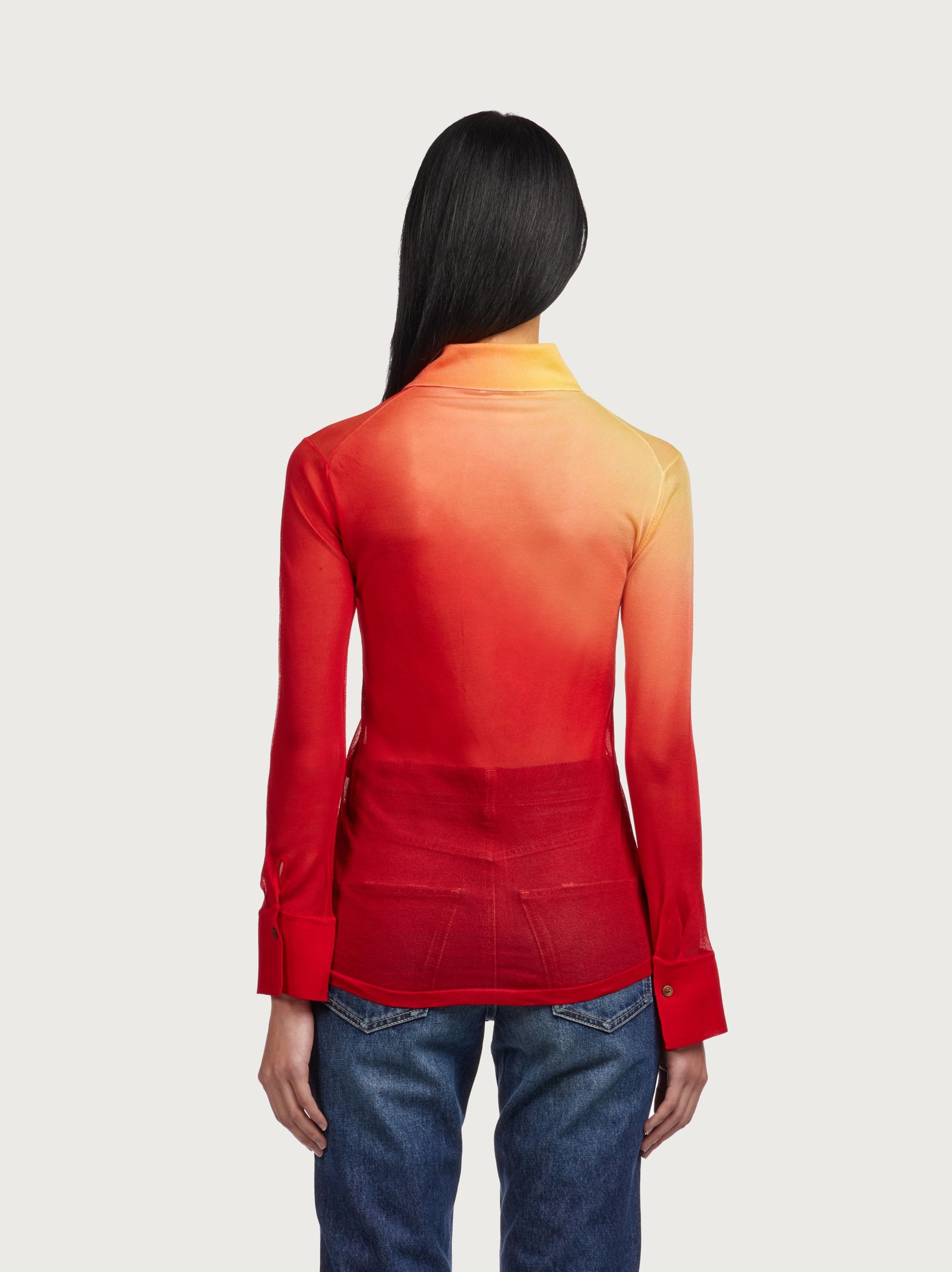 Silk jersey sunset print shirt - 3