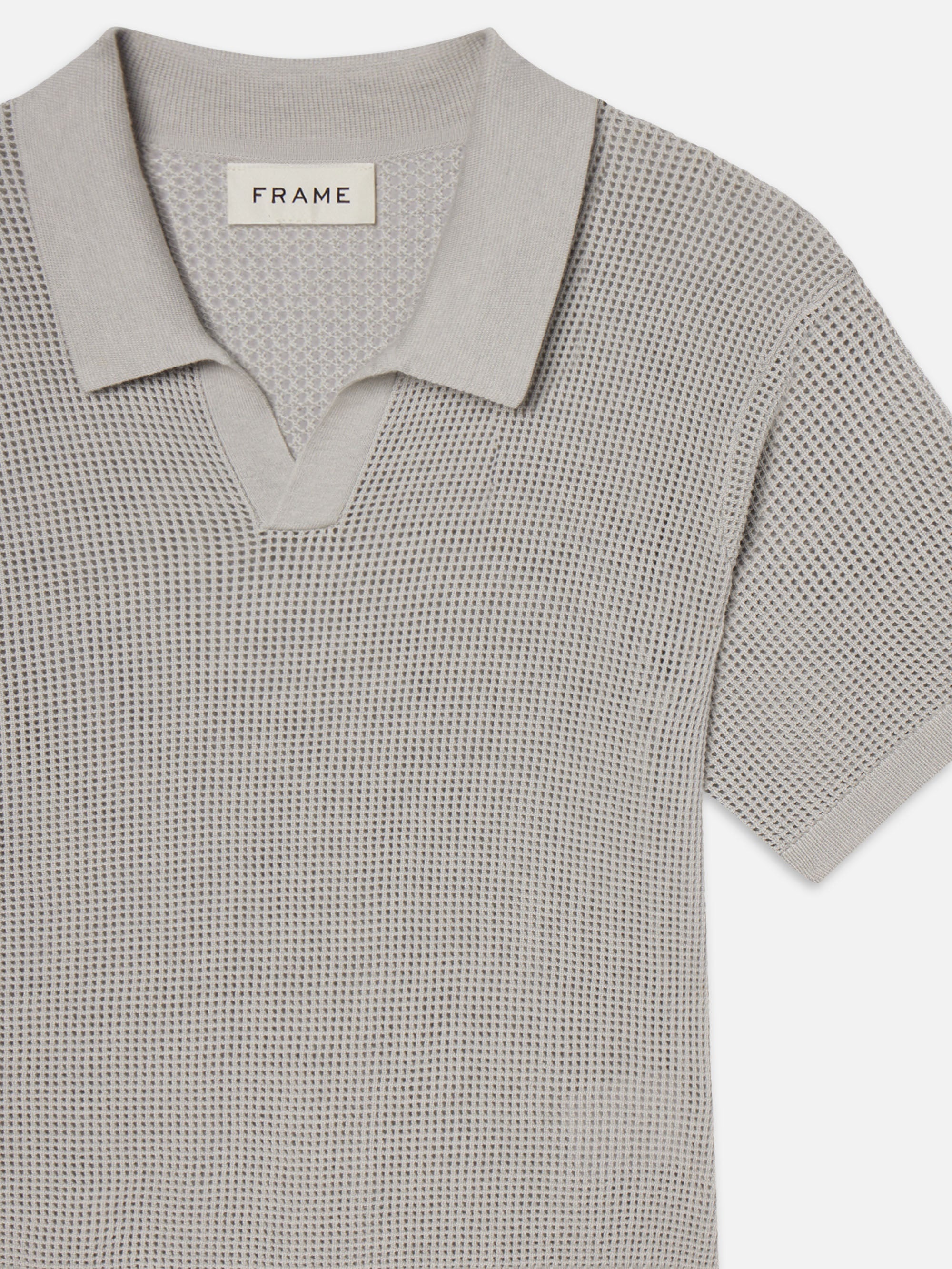 Open Weave Polo Sweater in Grey Blue - 4