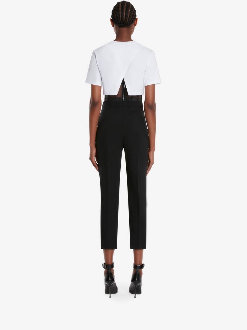 Women's Corset T-shirt in White/black - 4