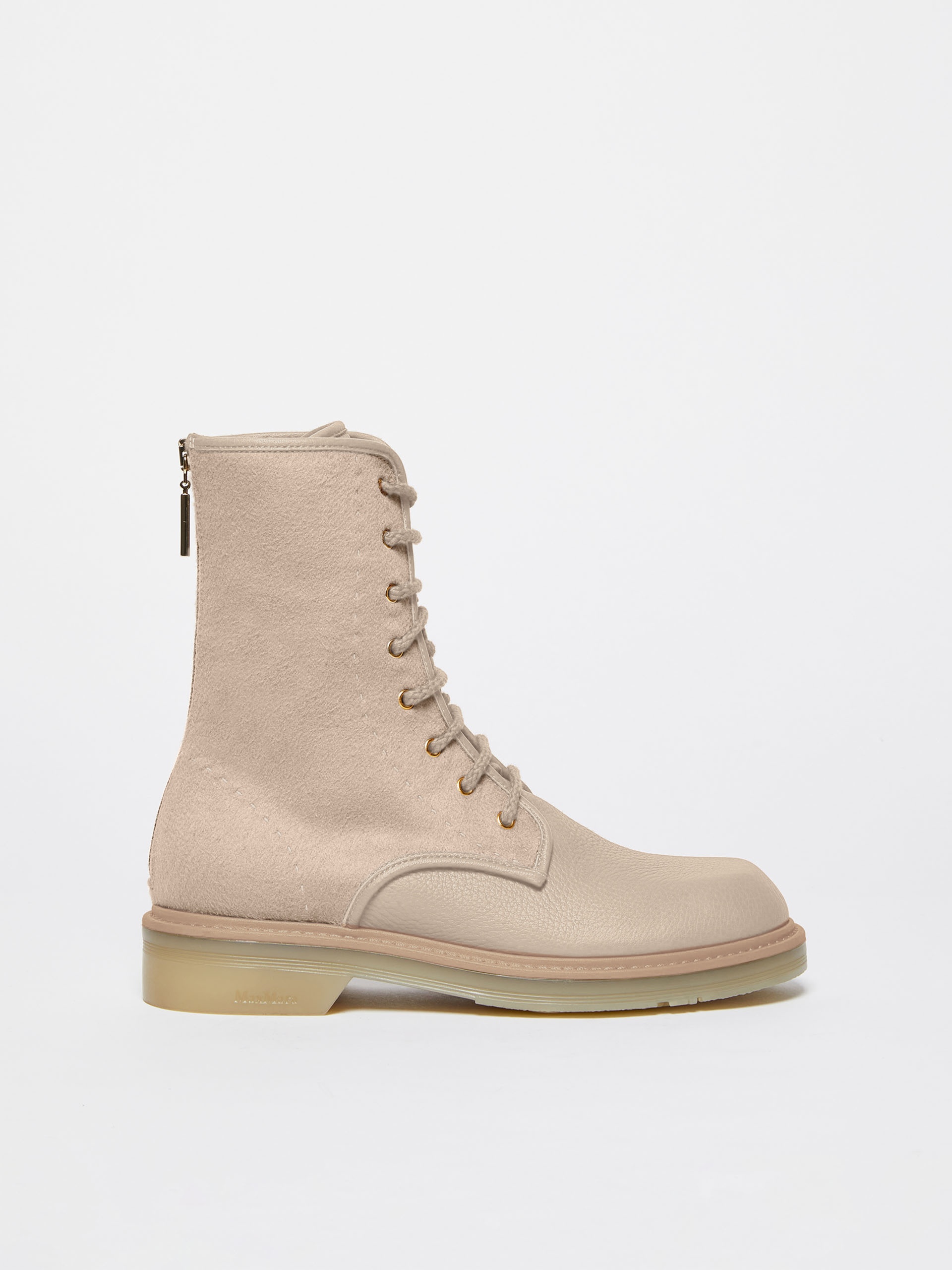 BIBAKER Combat boots in deerskin and cashmere - 1