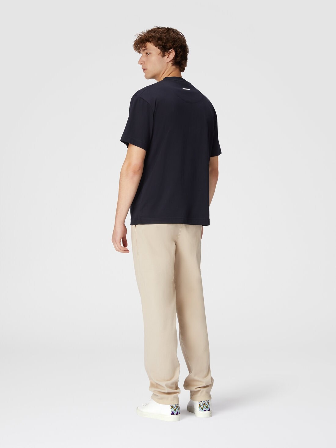 Cotton jersey T-shirt with zig zag embroidery - 3