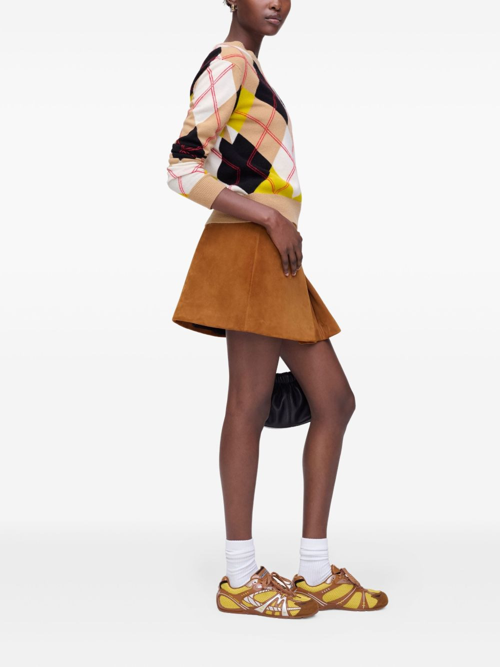 box-pleat suede mini skirt - 3