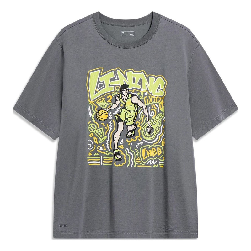 Li-Ning Hoops Comics Graphic T-shirt 'Smoke Grey' AHST569-3 - 1