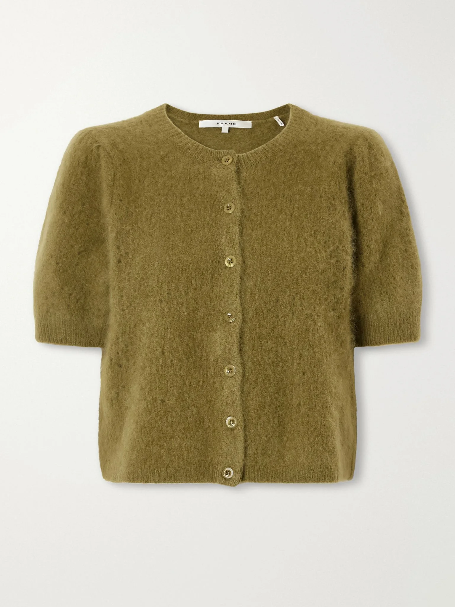 The Airy wool and cashmere-blend cardigan Army green - 1