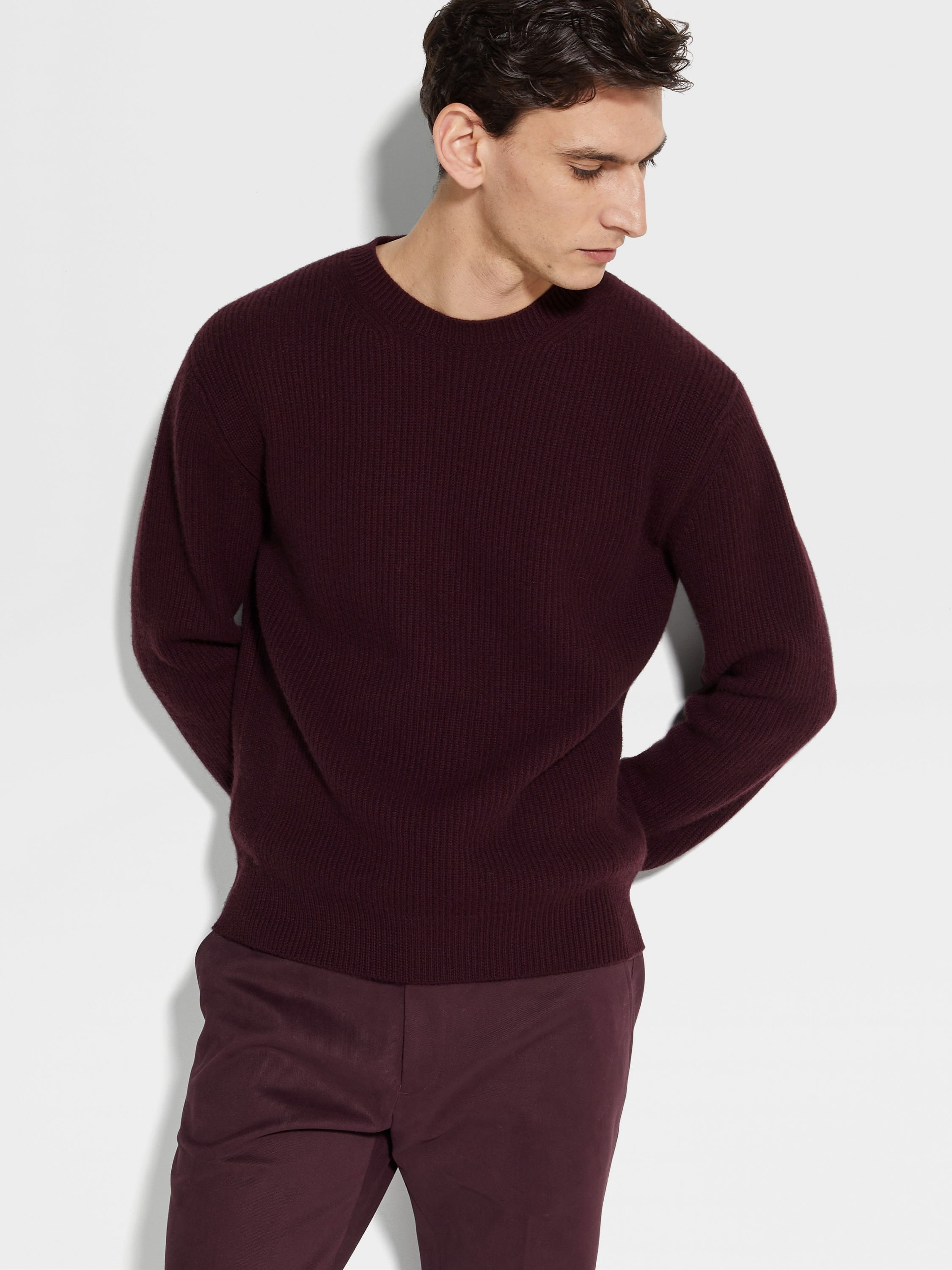 DARK PURPLE OASI CASHMERE CREWNECK - 3
