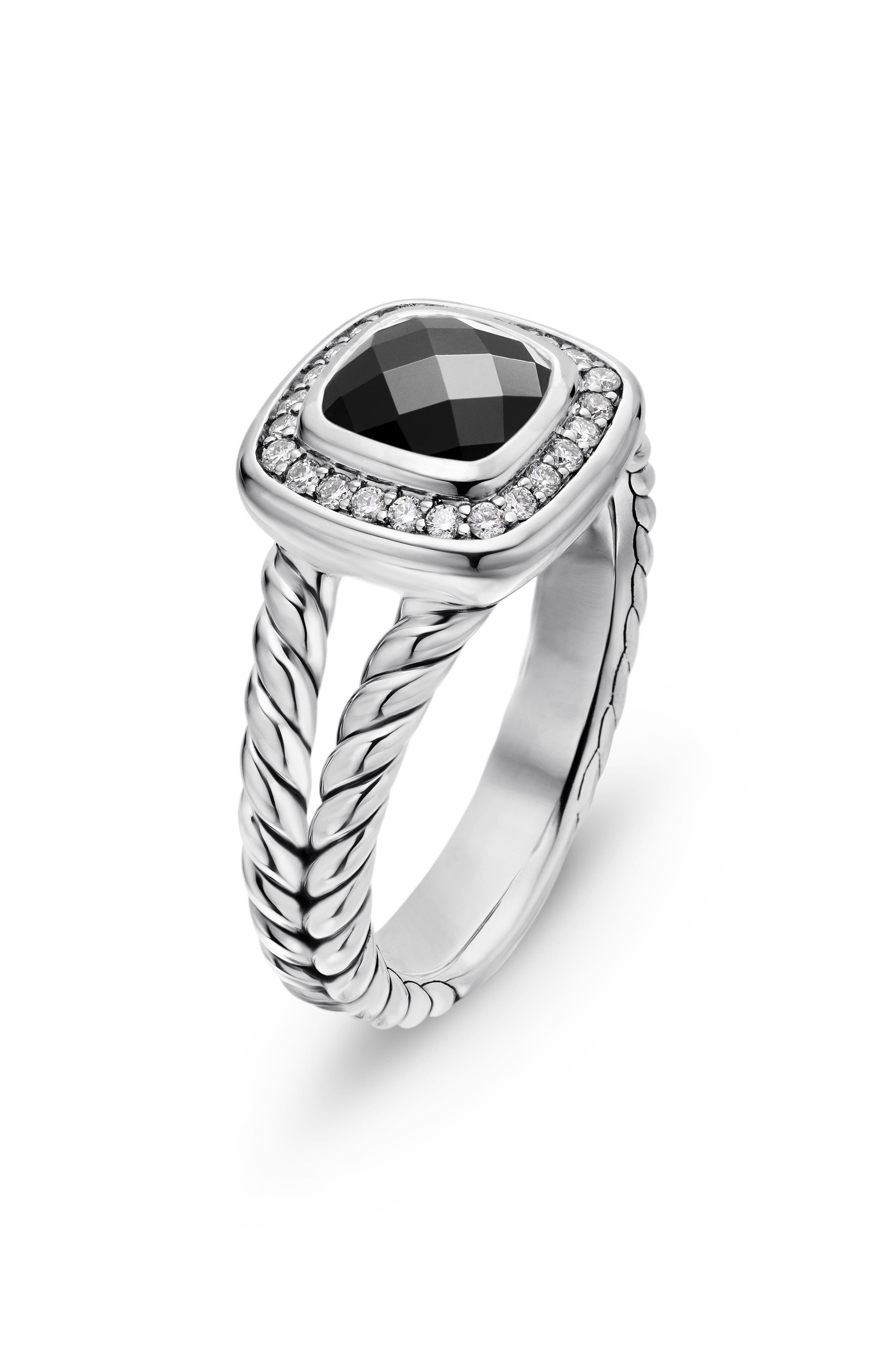 David Yurman Petite Albion® Diamond Halo Cushion Ring in Black Onyx at Nordstrom - 5