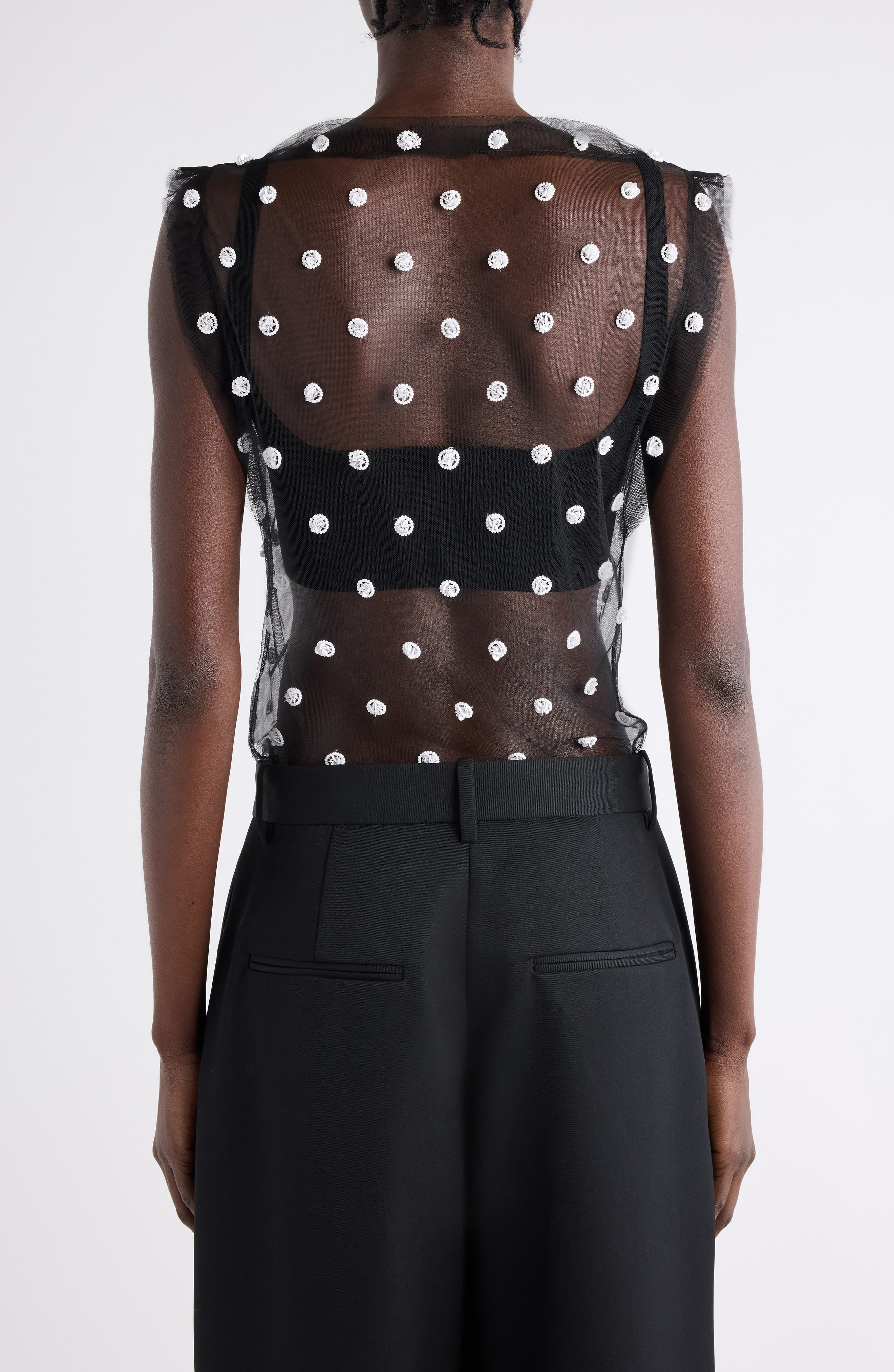 Isabel Marant Elicy Embellished Tulle Top in Black at Nordstrom - 3