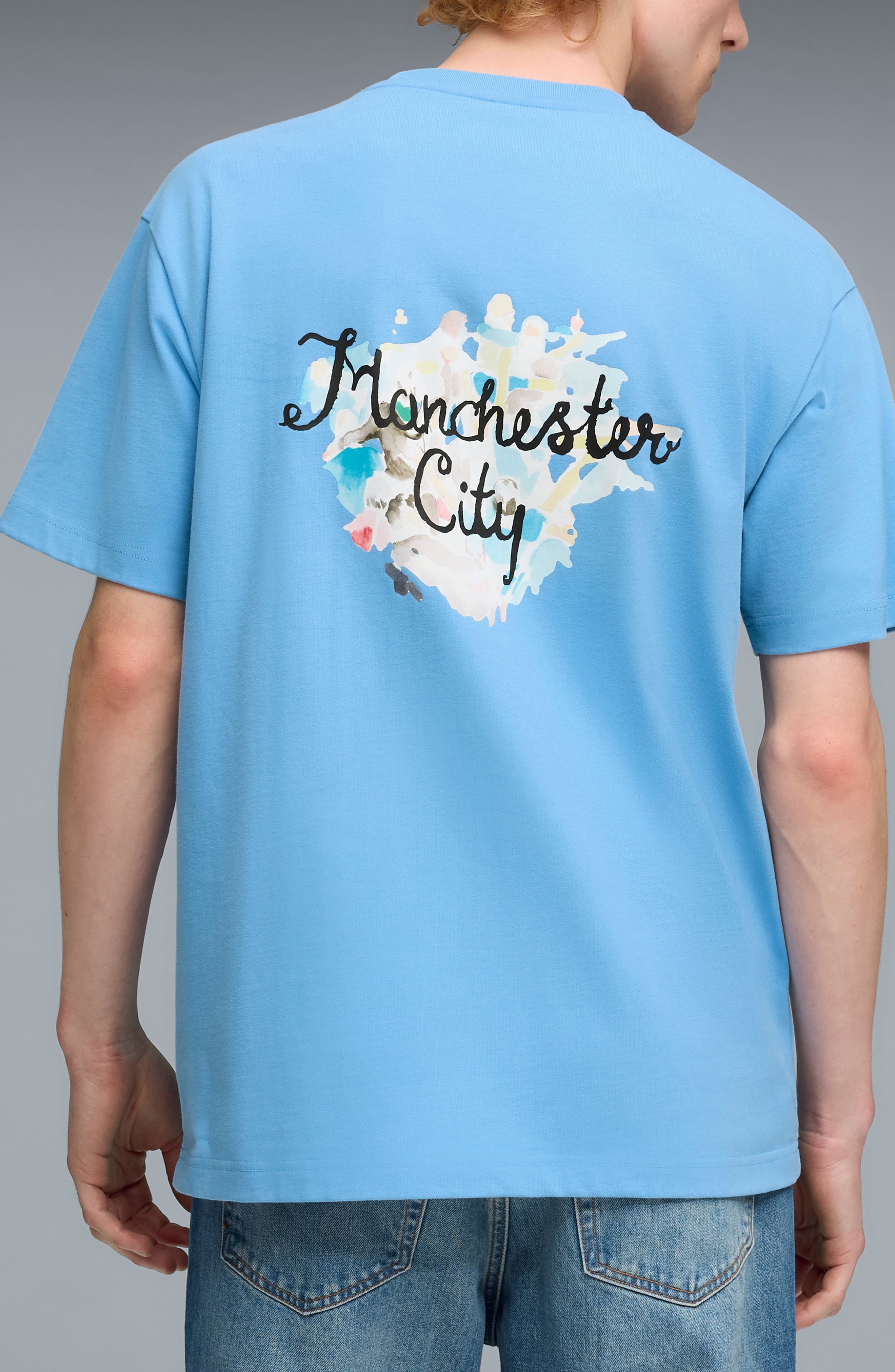 PUMA KidSuper MCFC Cotton Graphic T-Shirt in Team Light Blue-Puma Black at Nordstrom - 2