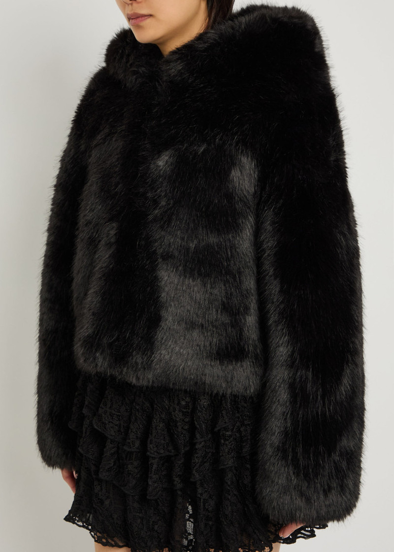 FREE PEOPLE Free People Louder Please Hooded Faux fur Jacket outlook