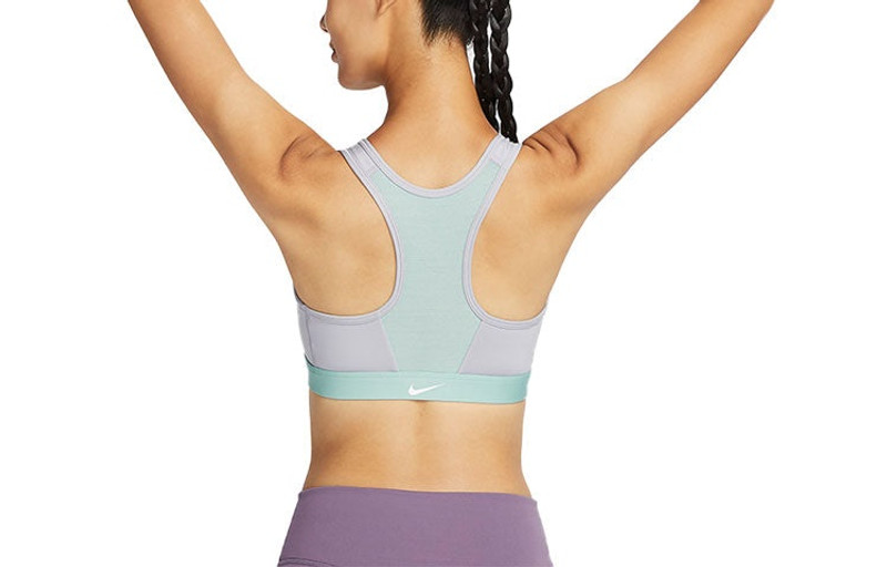 Nike (WMNS) Nike Swoosh Medium-Support Padded Zip-Front Sports Bra 'blue gray' FQ0704-024 outlook