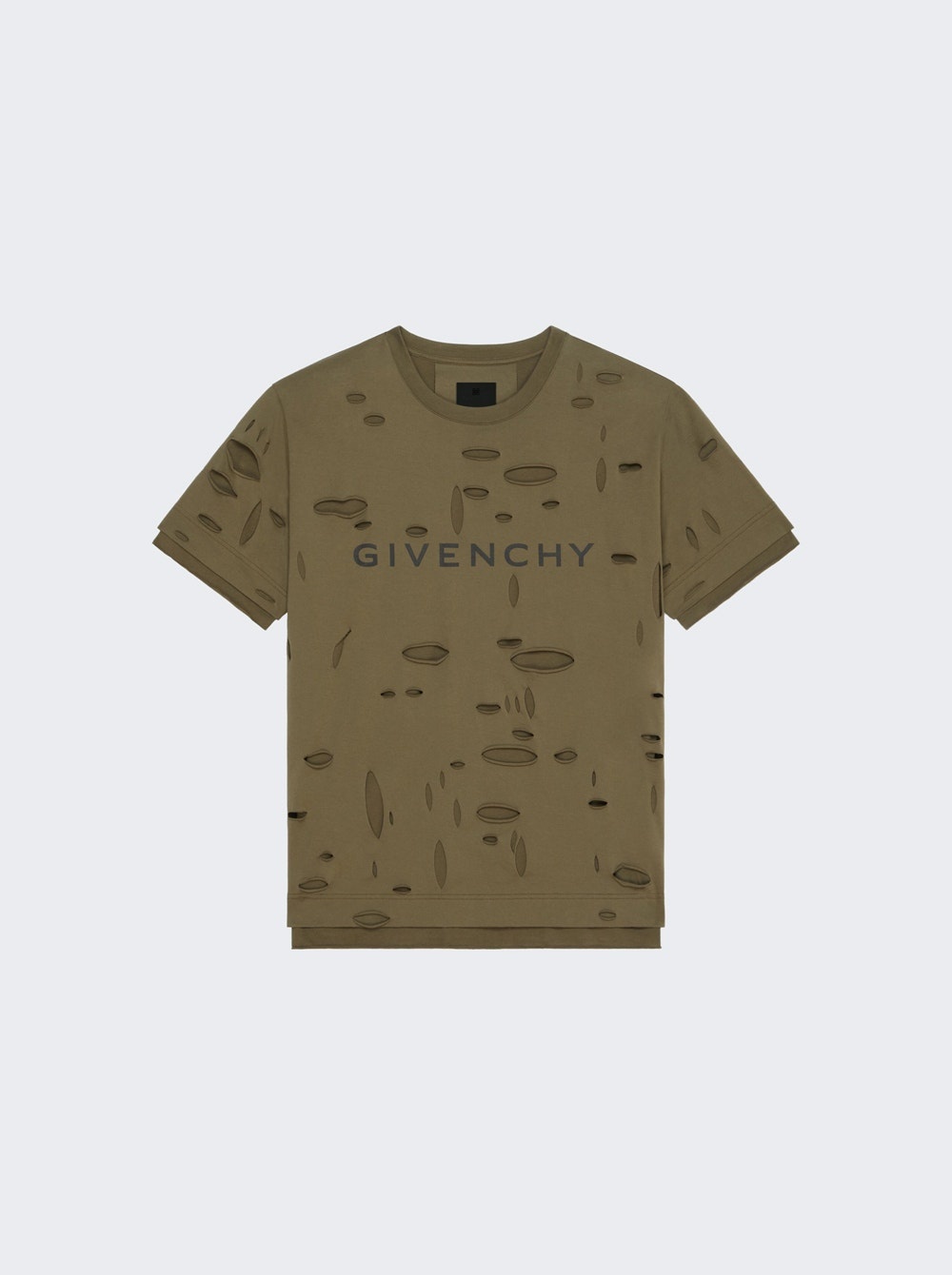 Givenchy Destroyed Layered T-Shirt Khaki | thewebster