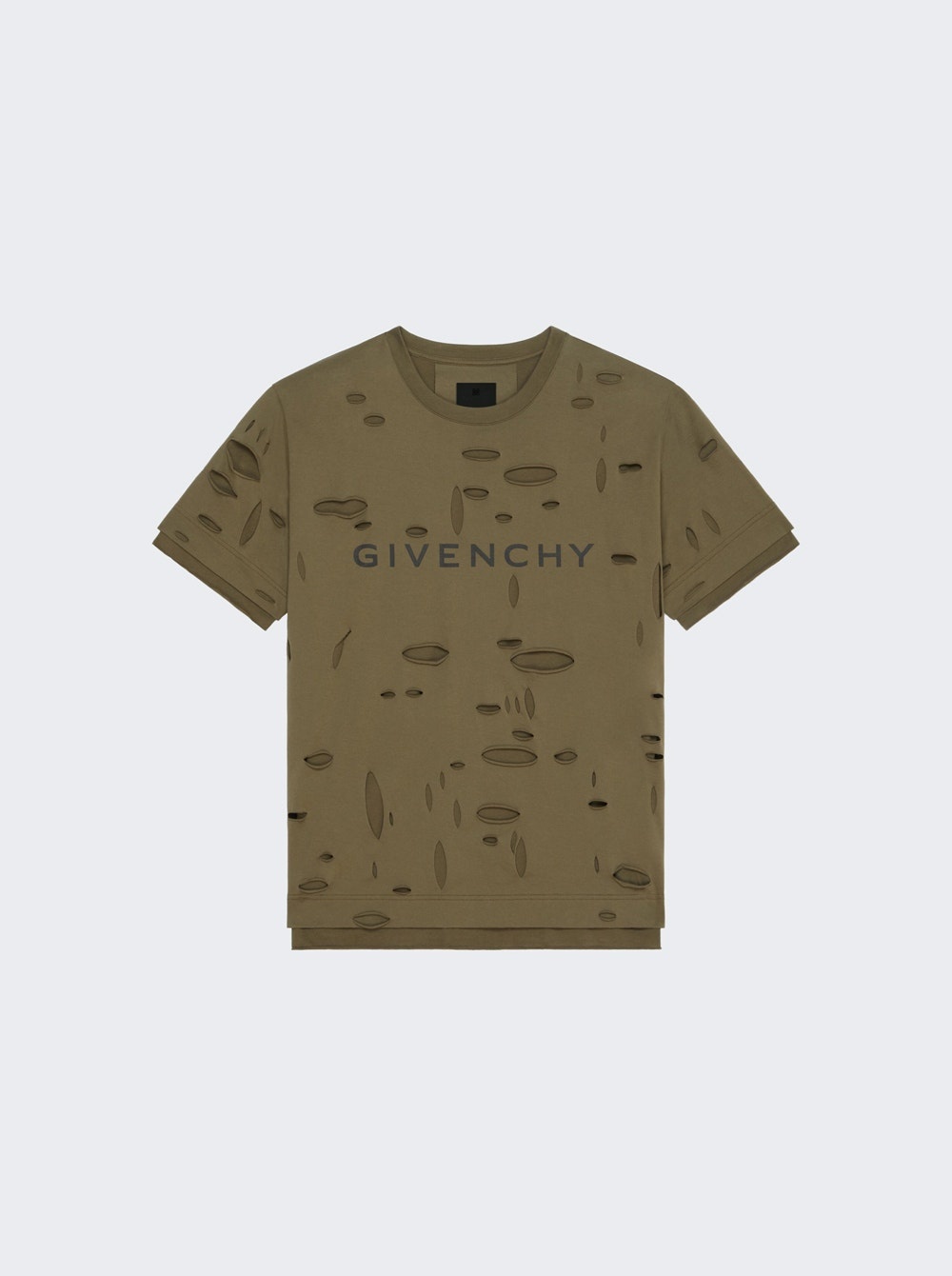 Destroyed Layered T-Shirt Khaki - 1