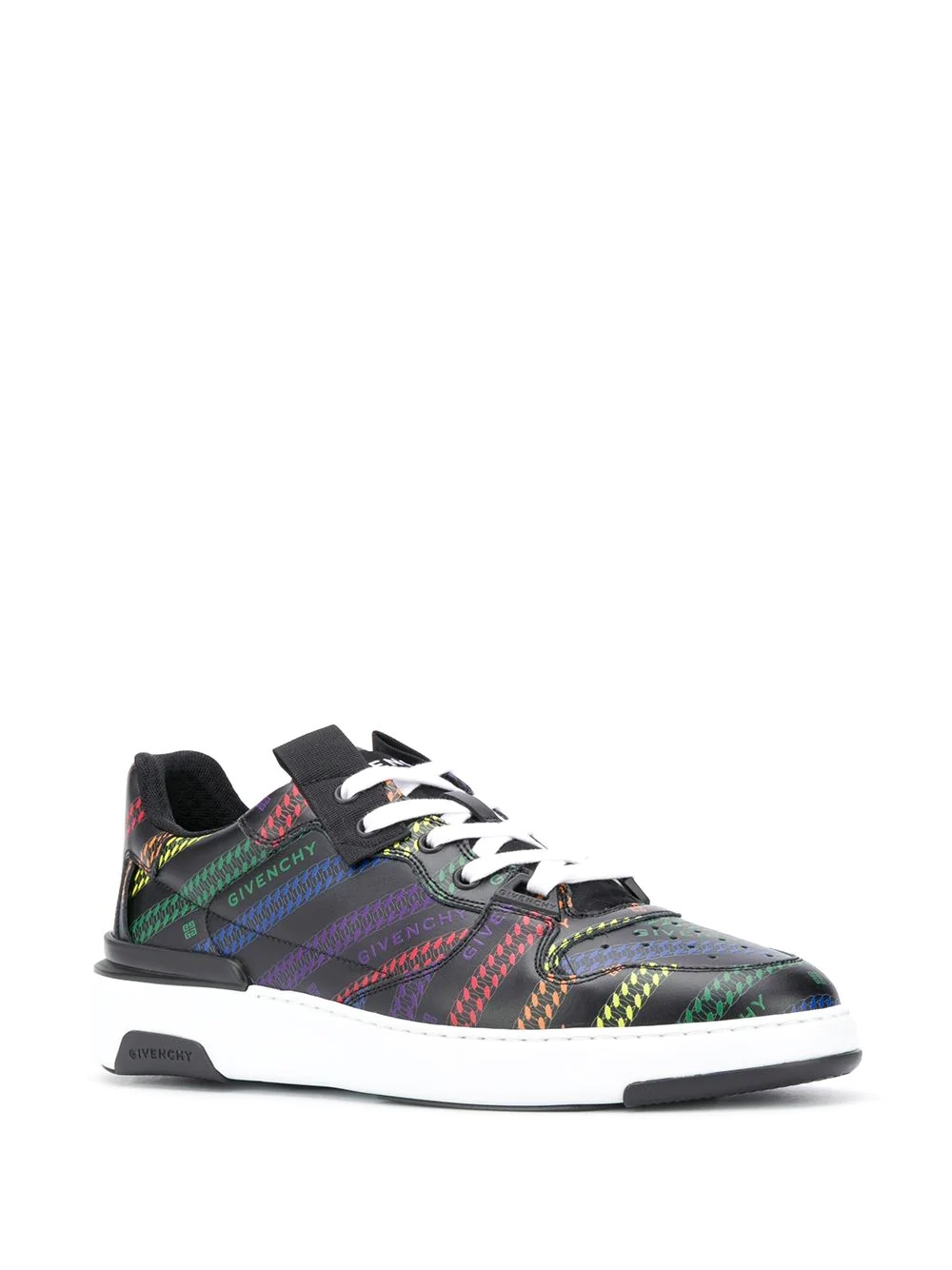 logo print leather sneakers - 2