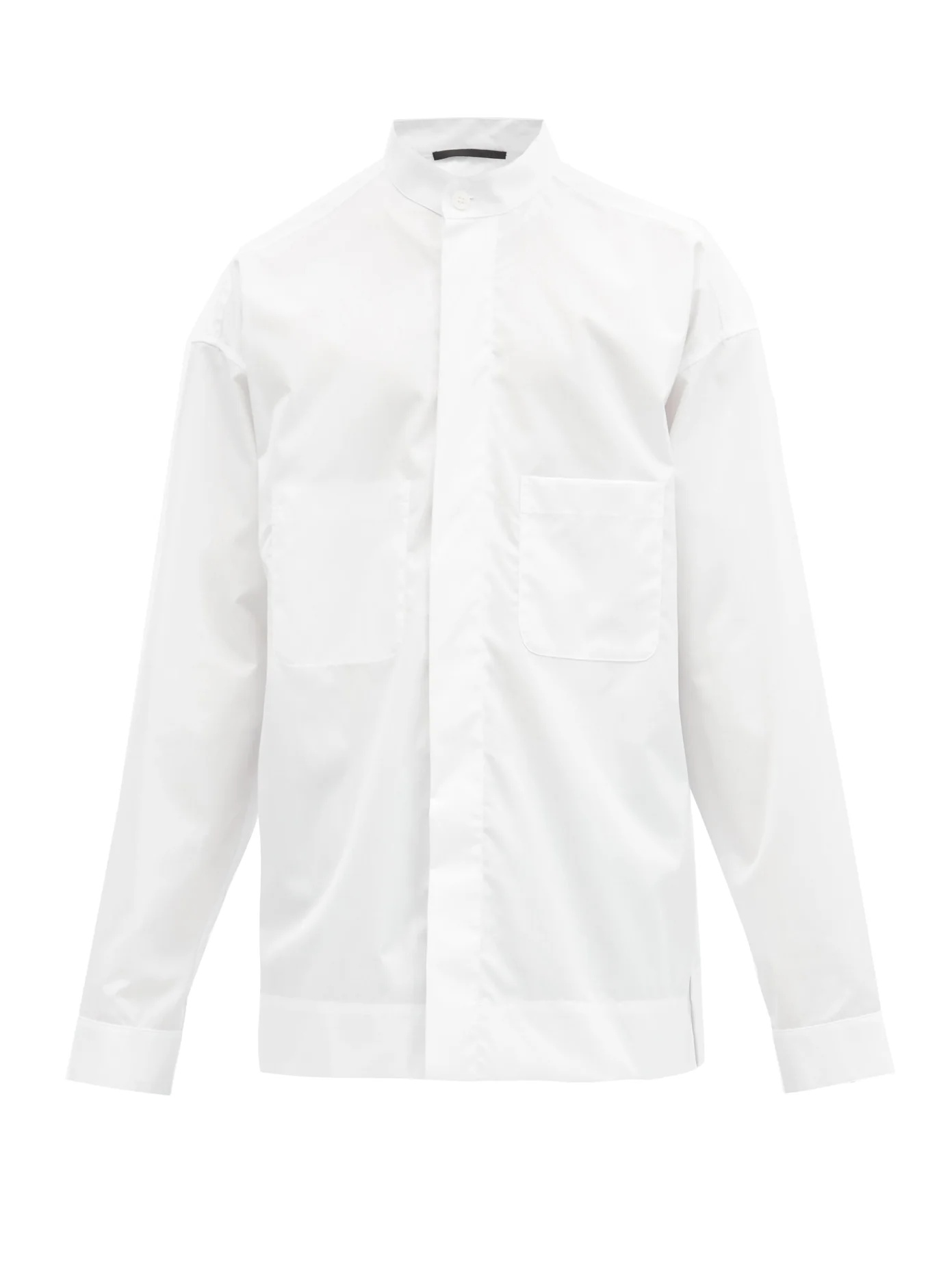 Band-collar cotton shirt - 1