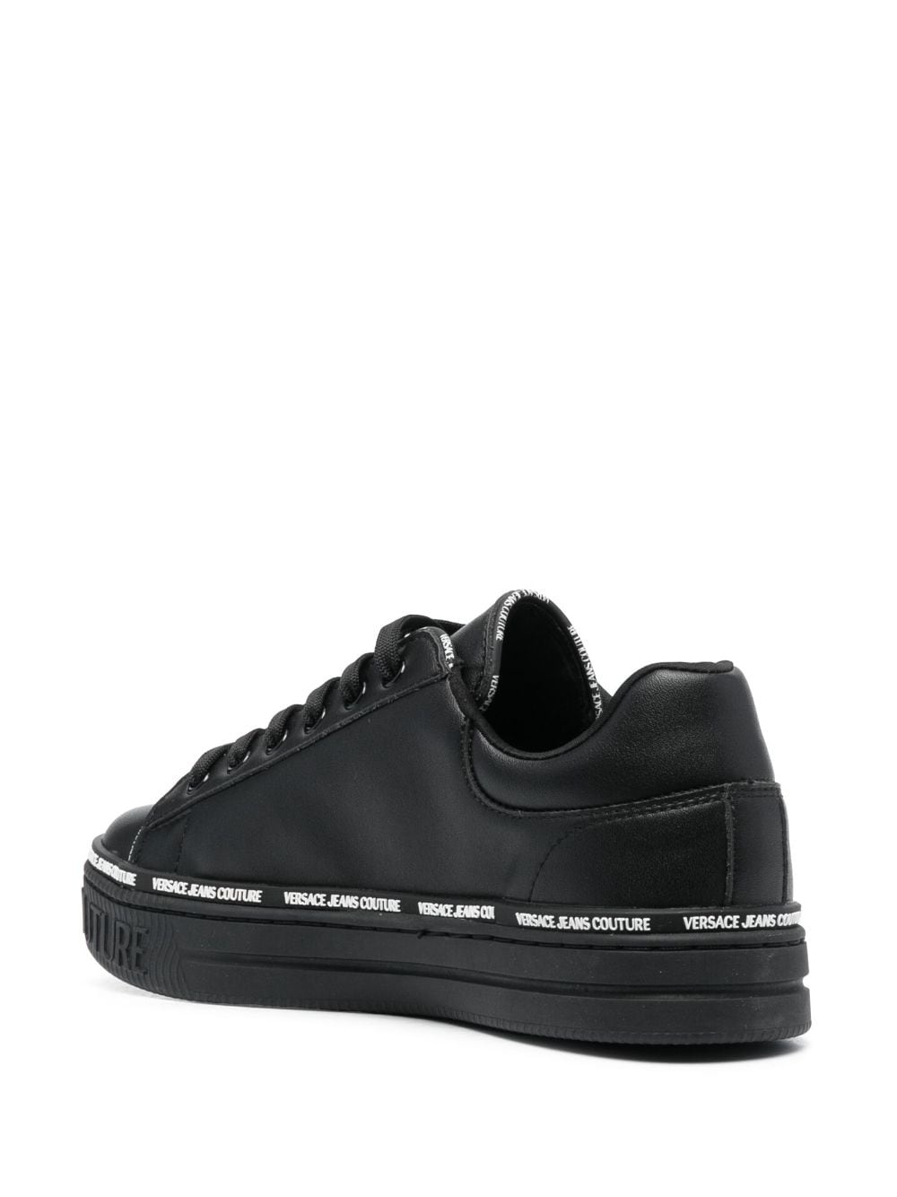 logo-print leather sneakers - 3