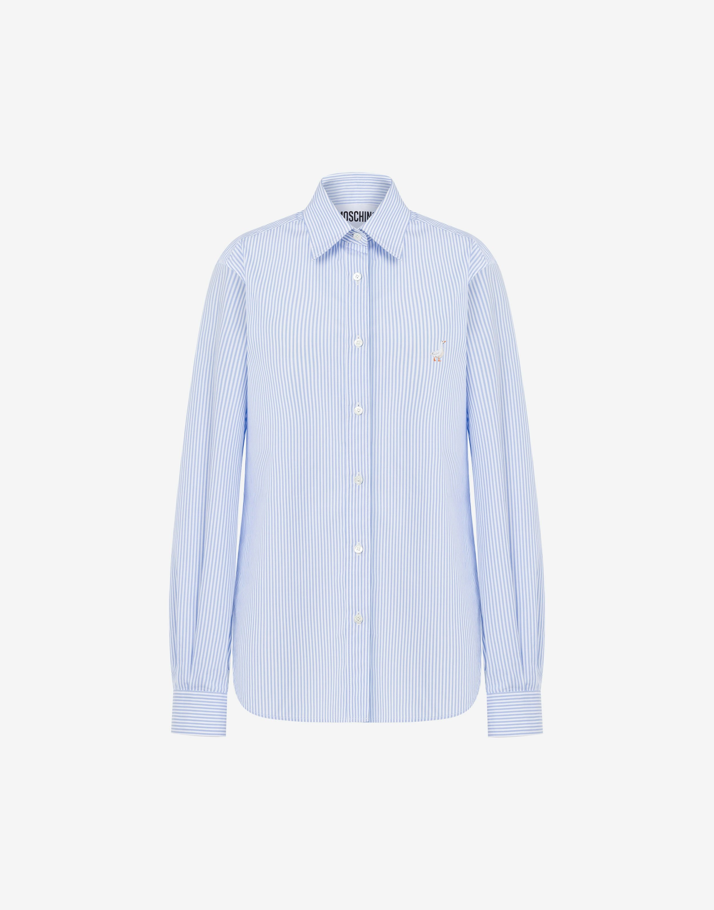 STRIPED POPLIN SHIRT GOOSE EMBROIDERY - 1
