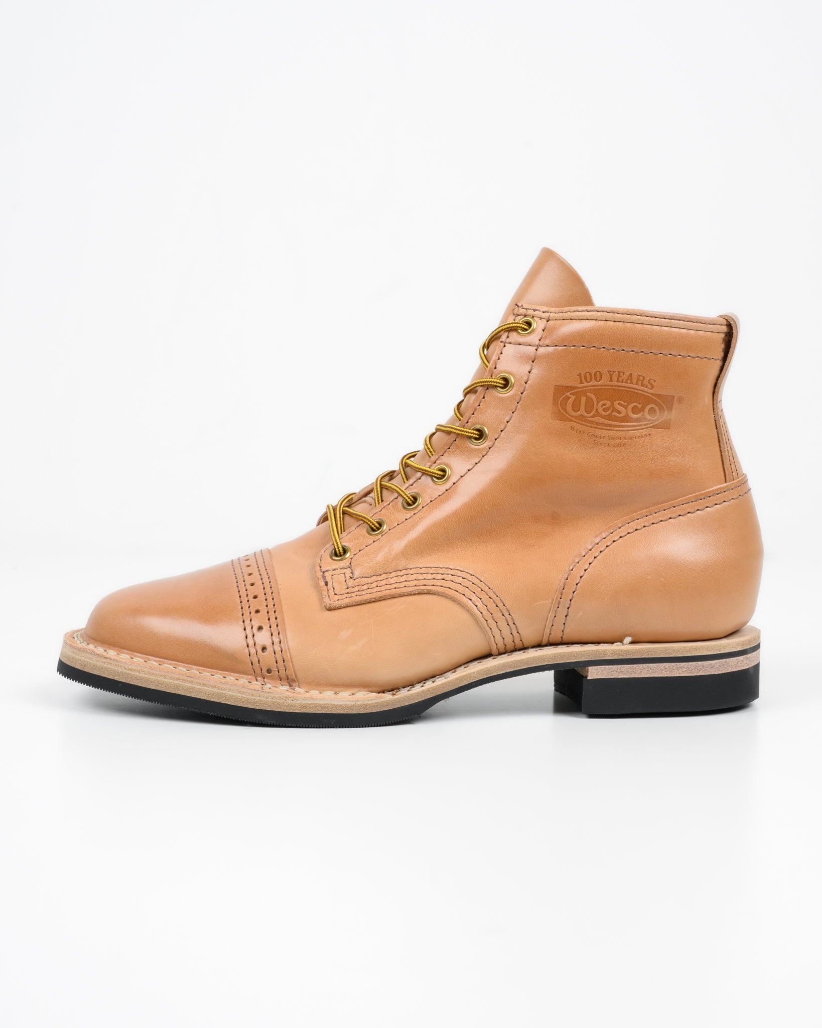 IRON HEART INT'L X WESCO® 7" TOE CAP BOOT - THE "GUILDSMAN" - NATURAL HORSEHIDE - 4