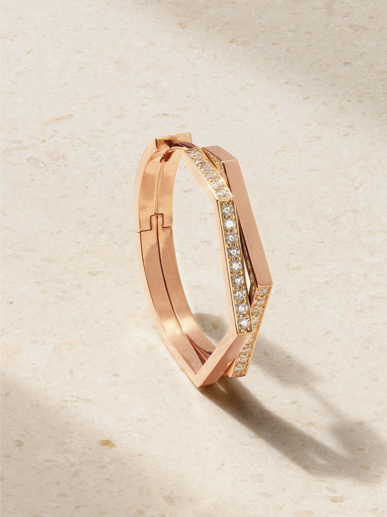 Antifer Medium 18-karat rose gold diamond single hoop earring Gold - 1