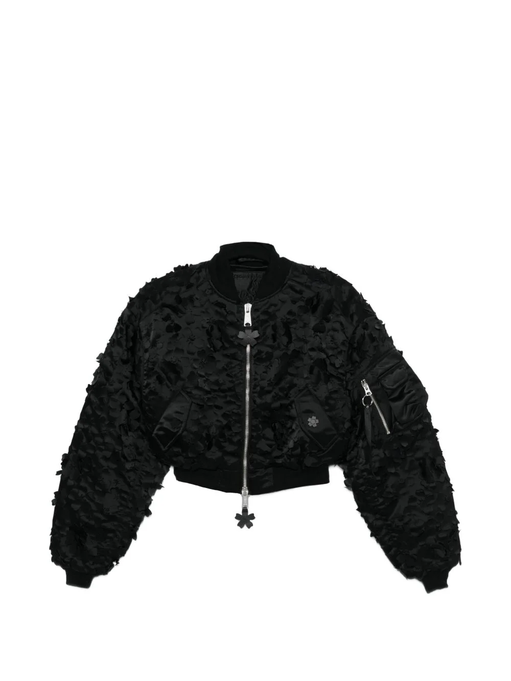 x Cecile Bahnsen Ma-1 flower-appliqué zipped bomber jacket - 1
