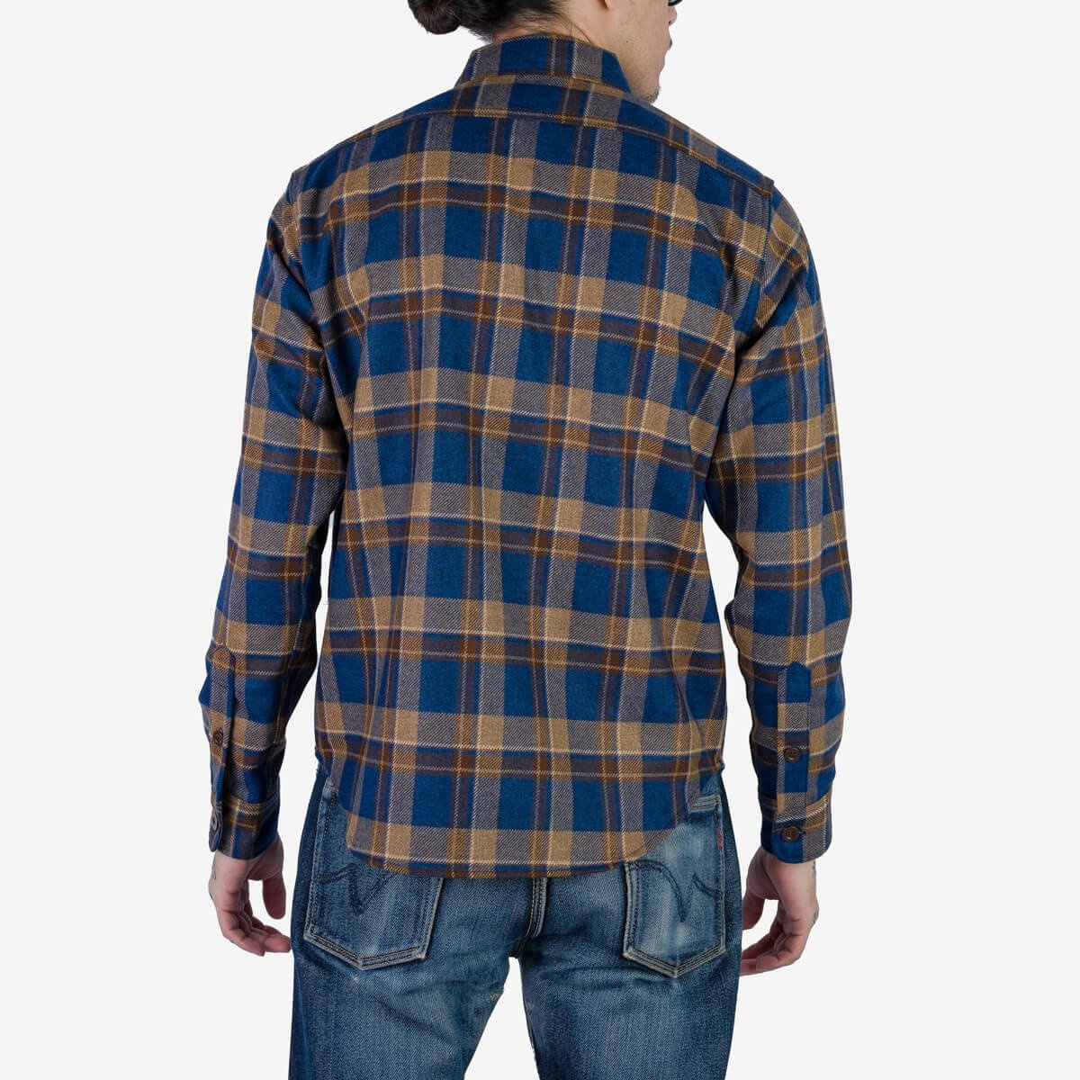 IHDR-434-DTC 14oz Fox Brothers® West Of England Devon Twill Check Flannel CPO Shirt - Blue - 4