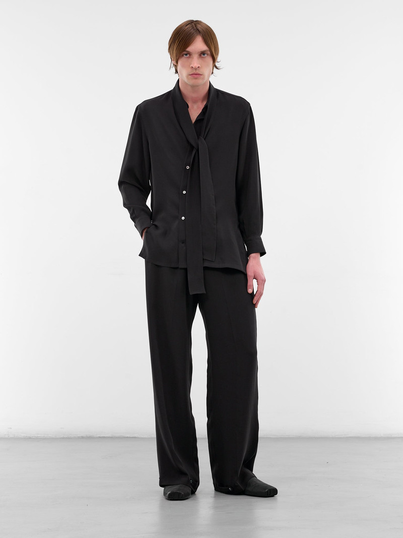 SETCHU Black Silk Kimono Button-Up Shirt outlook