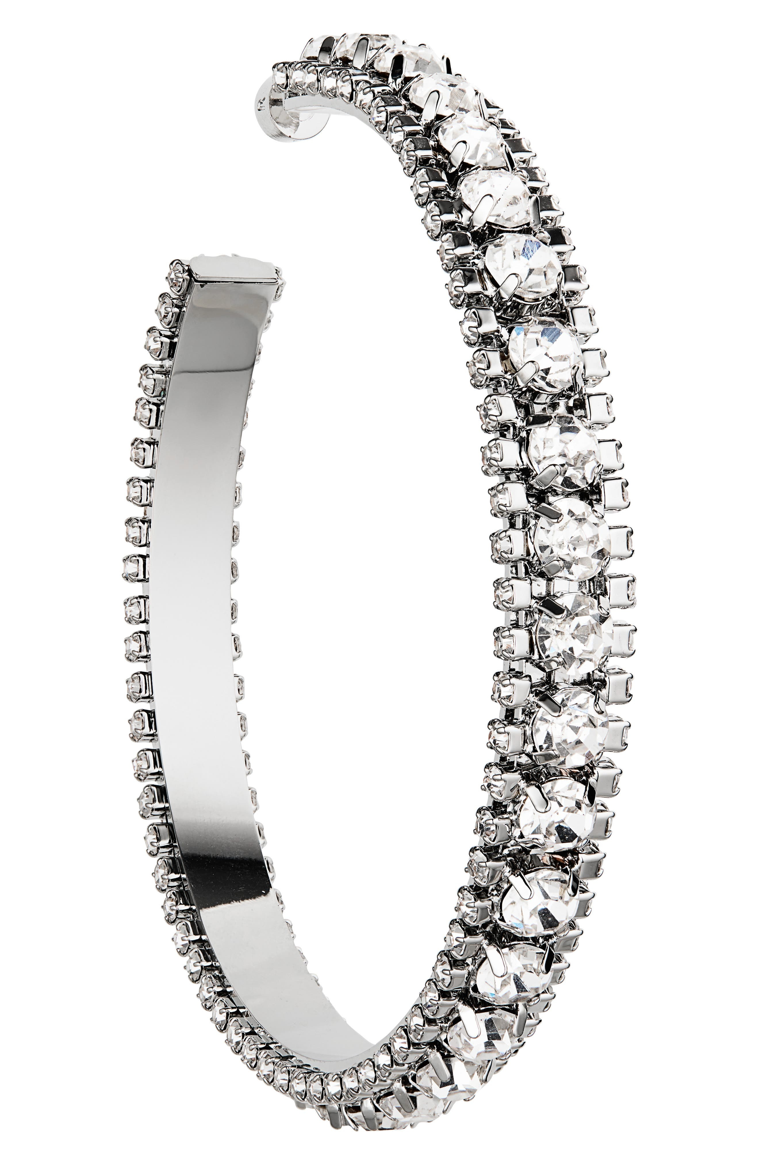Area Large Crystal Hoop Earrings in Clear Crystal/Silver at Nordstrom - 4