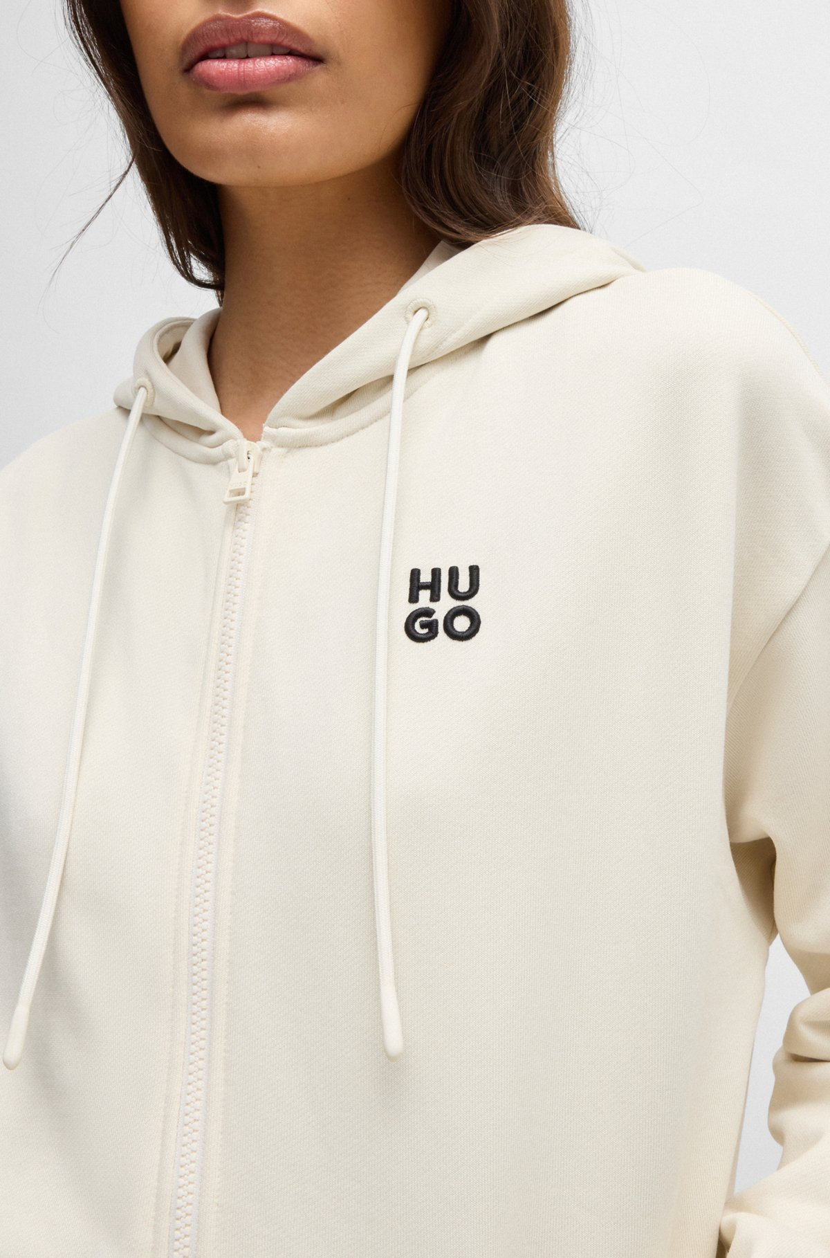 COTTON-TERRY ZIP-UP HOODIE WITH STACKED LOGO - 5
