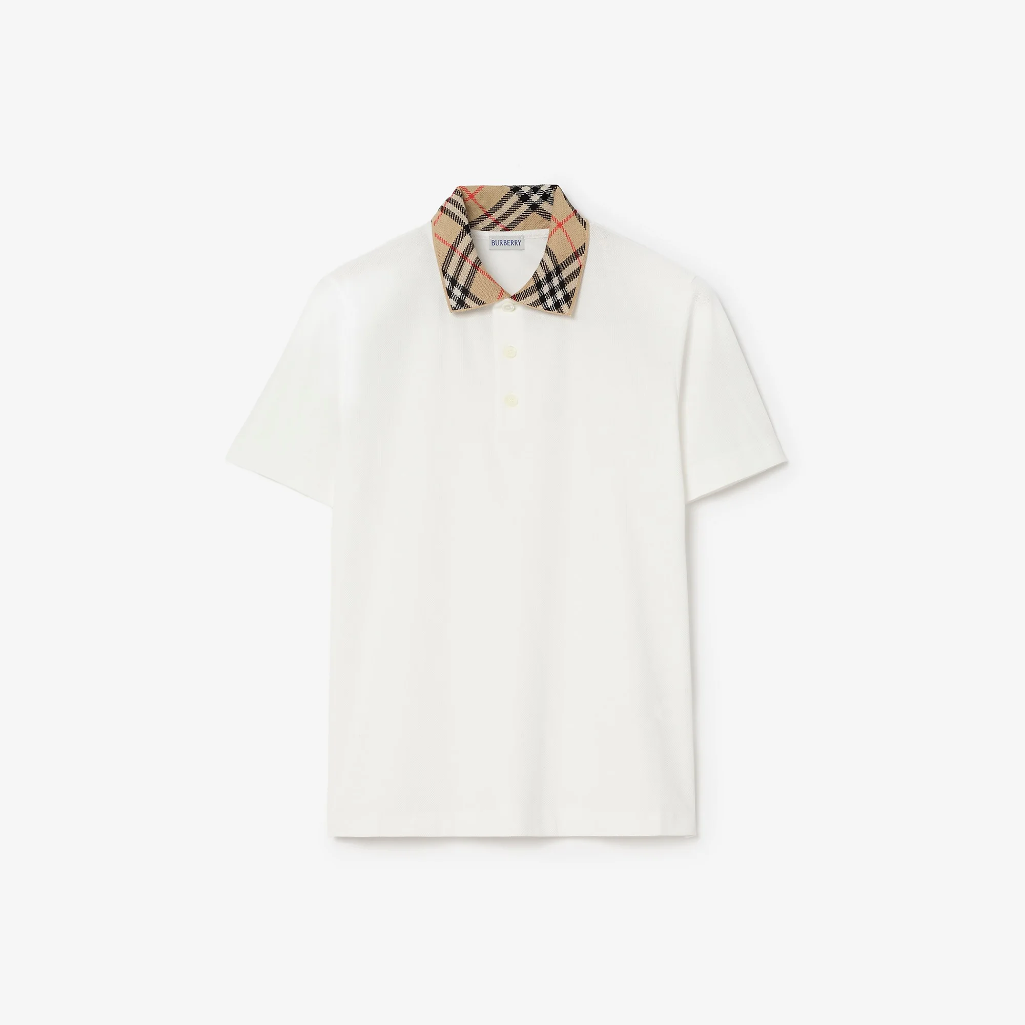 Check Collar Cotton Polo Shirt - 1