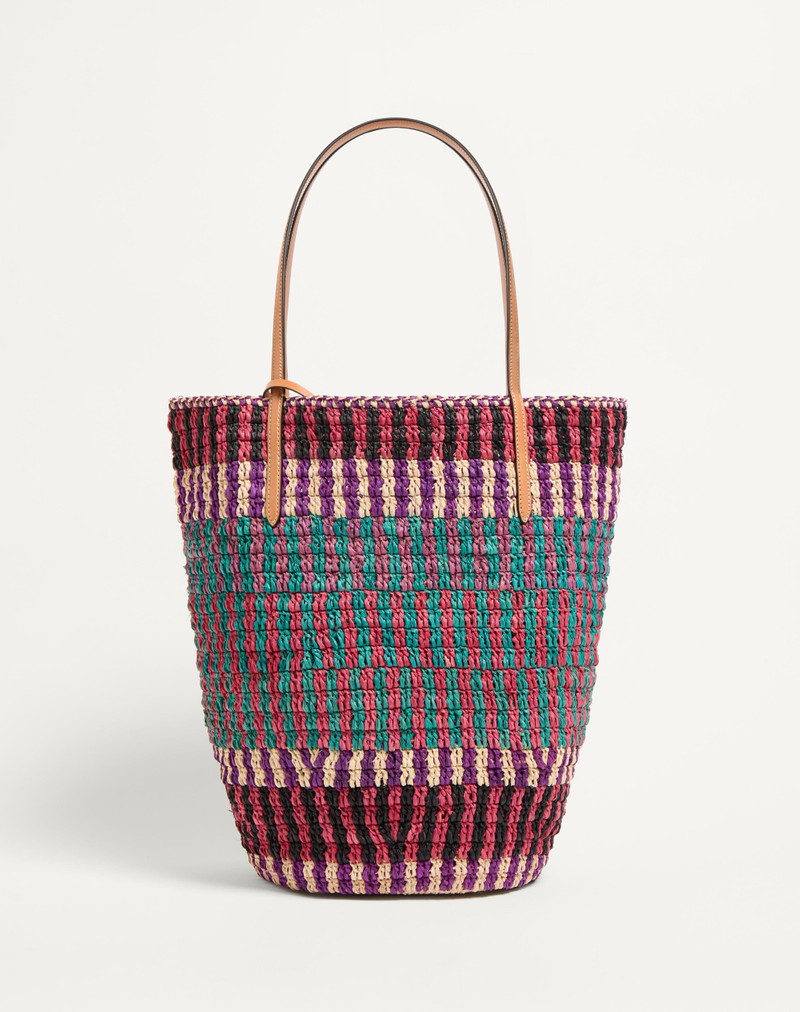 VLOGO SIGNATURE RAFFIA SHOPPING BAG 5
